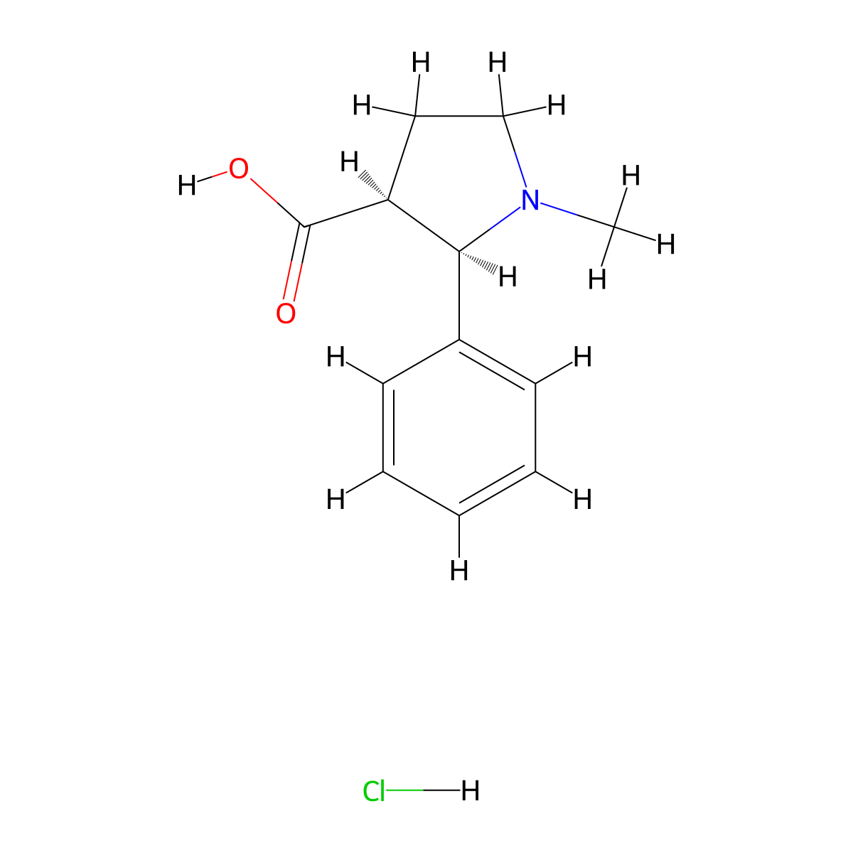 rac-(2R,3S)-1-methyl-2-phenylpyrrolidine-3-carboxylic acid hydrochloride molecular structure, CAS 2307783-03-3