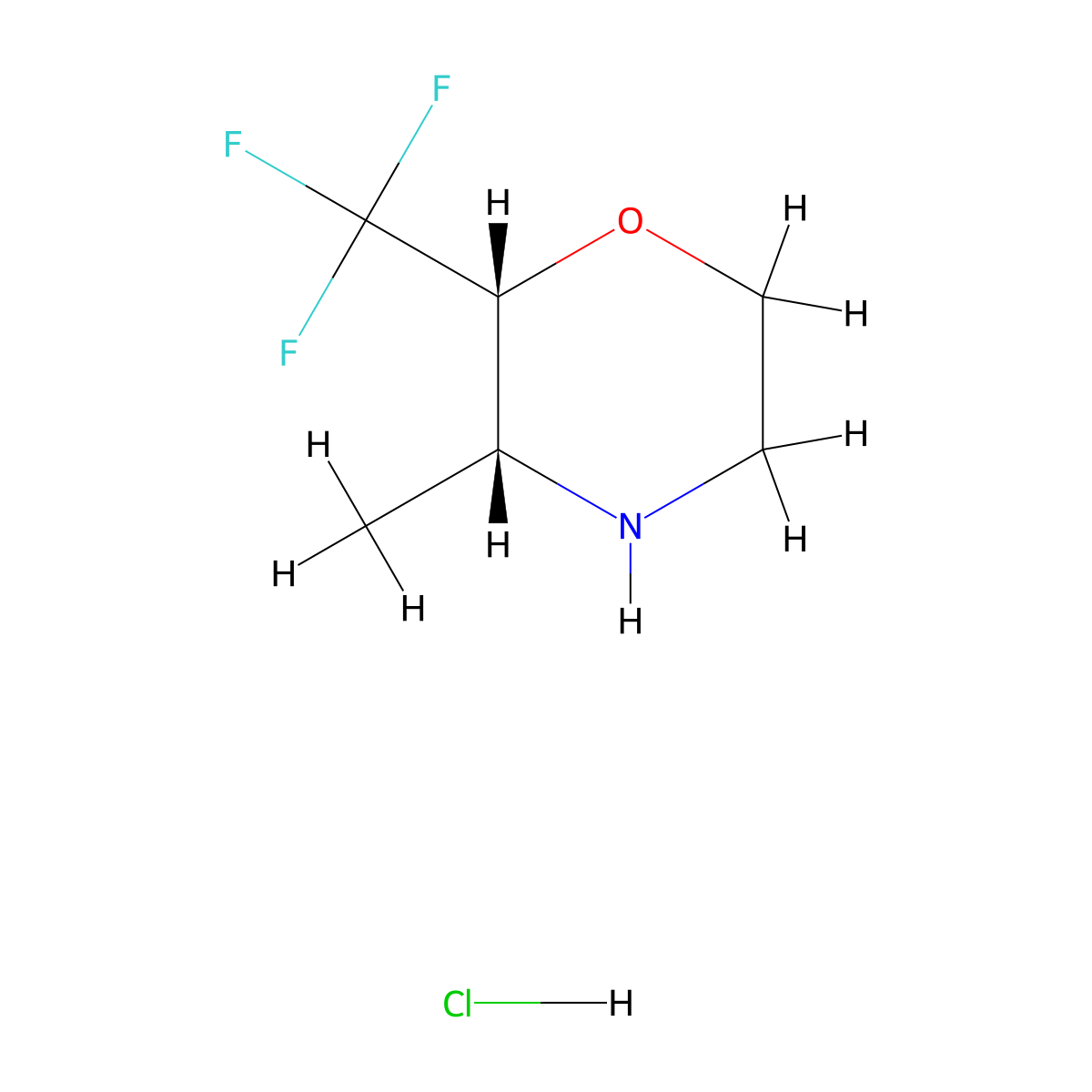 Rac-(2r,3r)-3-methyl-2-(trifluoromethyl)morpholine hydrochloride molecular structure, CAS 2307783-05-5