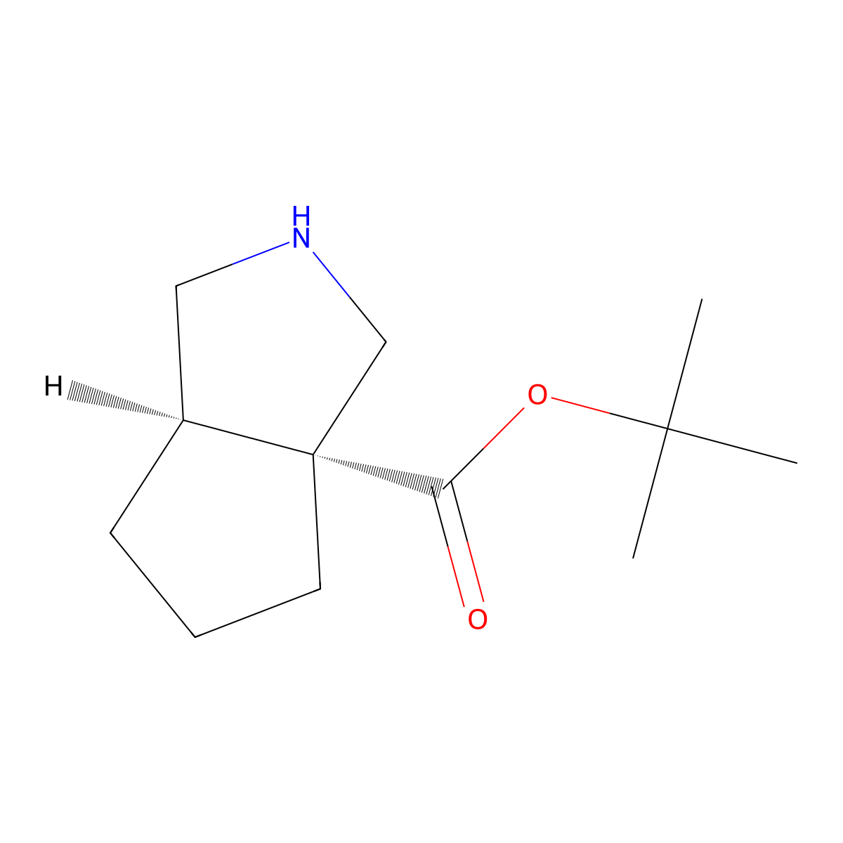 Rac-tert-butyl (3aR,6aR)-octahydrocyclopenta[c]pyrrole-3a-carboxylate molecular structure, CAS 2307783-16-8
