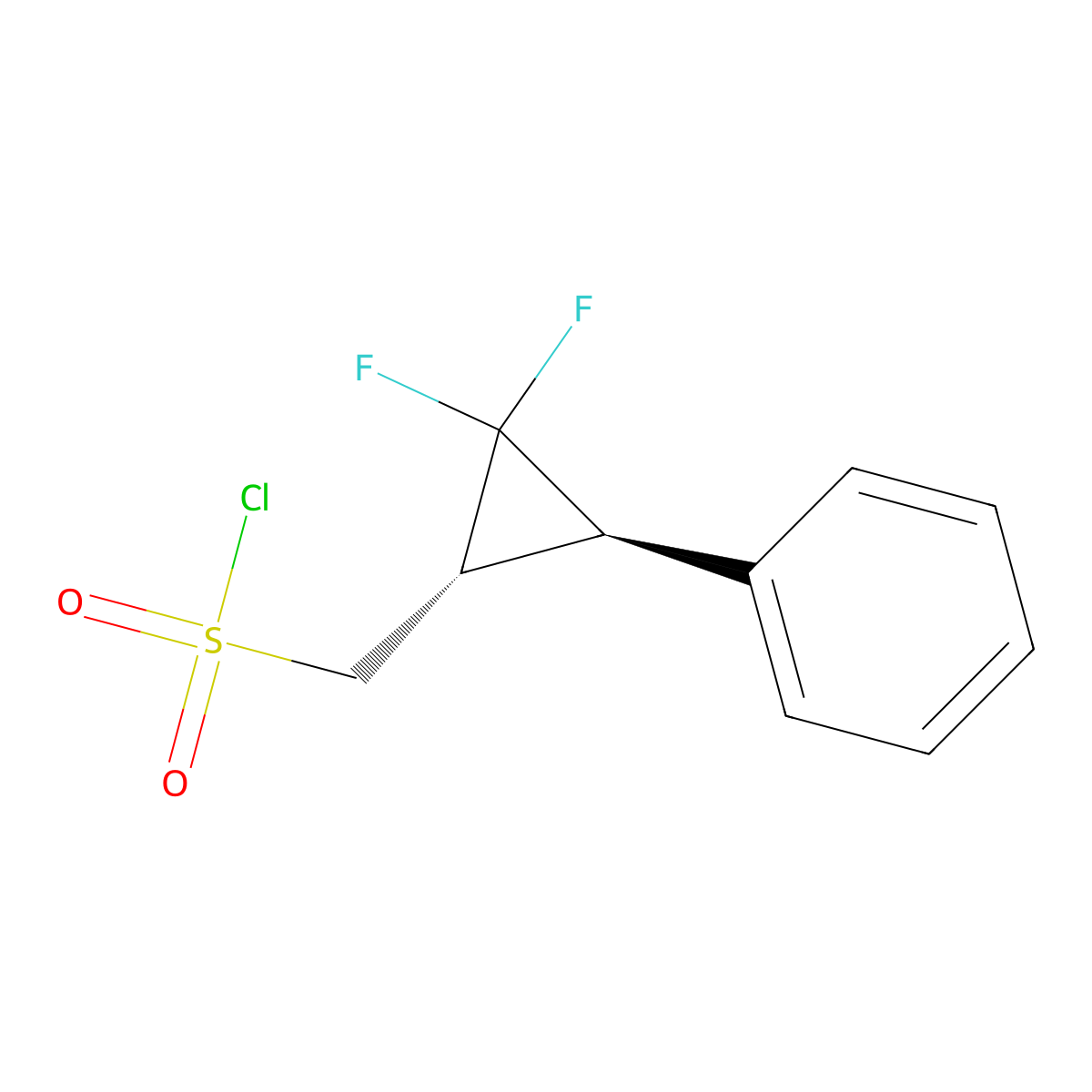 rac-((1R,3S)-2,2-difluoro-3-phenylcyclopropyl)methanesulfonyl chloride molecular structure, CAS 2307783-34-0