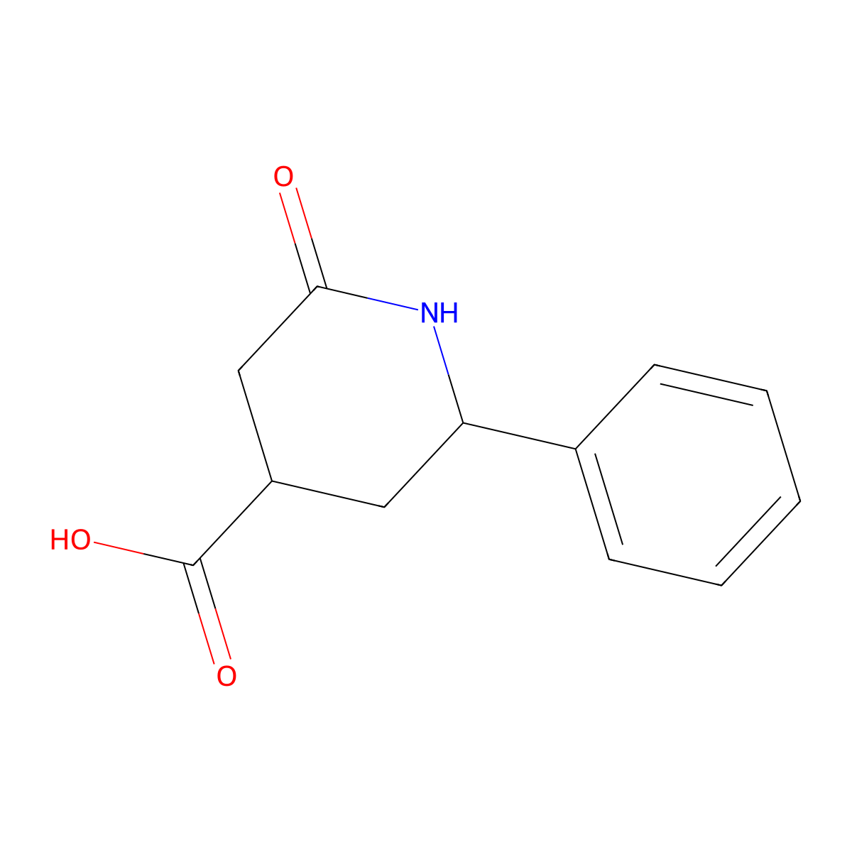 rac-(4R,6R)-2-oxo-6-phenylpiperidine-4-carboxylic acid molecular structure, CAS 2307783-87-3