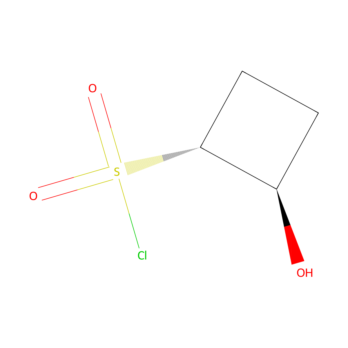 rac-(1R,2R)-2-hydroxycyclobutane-1-sulfonyl chloride molecular structure, CAS 2307784-26-3