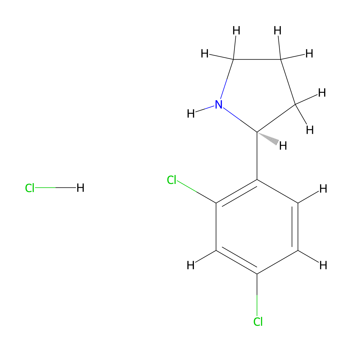 (S)-2-(2,4-Dichlorophenyl)pyrrolidine hydrochloride molecular structure, CAS 2307784-43-4