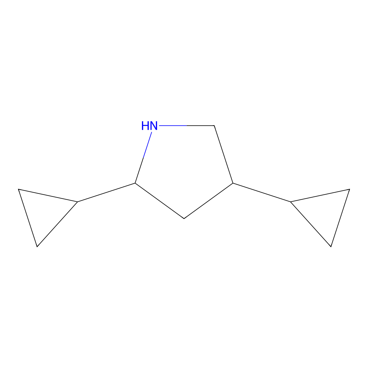 rac-(2R,4S)-2,4-dicyclopropylpyrrolidine molecular structure, CAS 2307784-49-0