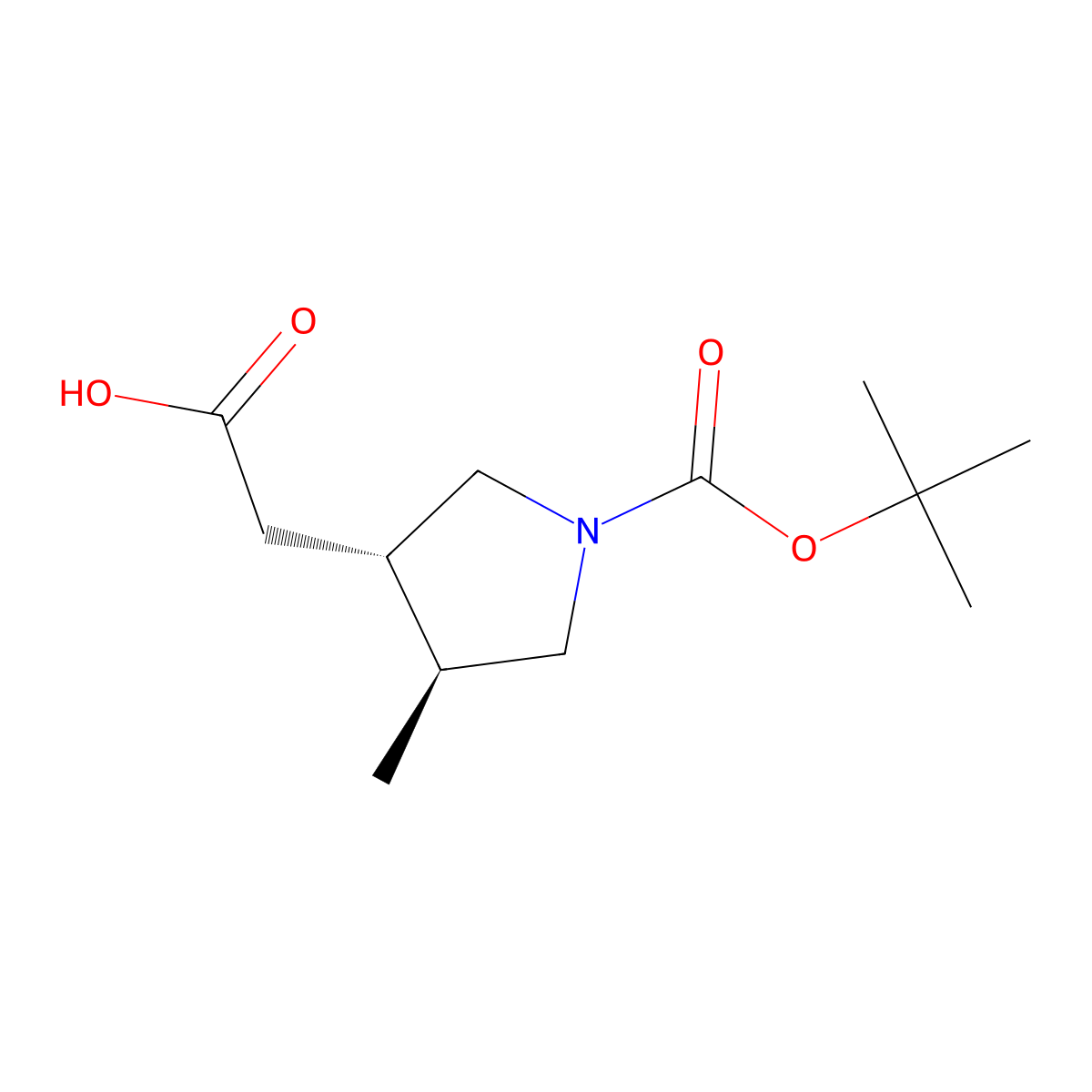rac-2-[(3R,4R)-1-[(tert-butoxy)carbonyl]-4-methylpyrrolidin-3-yl]acetic acid molecular structure, CAS 2307784-75-2