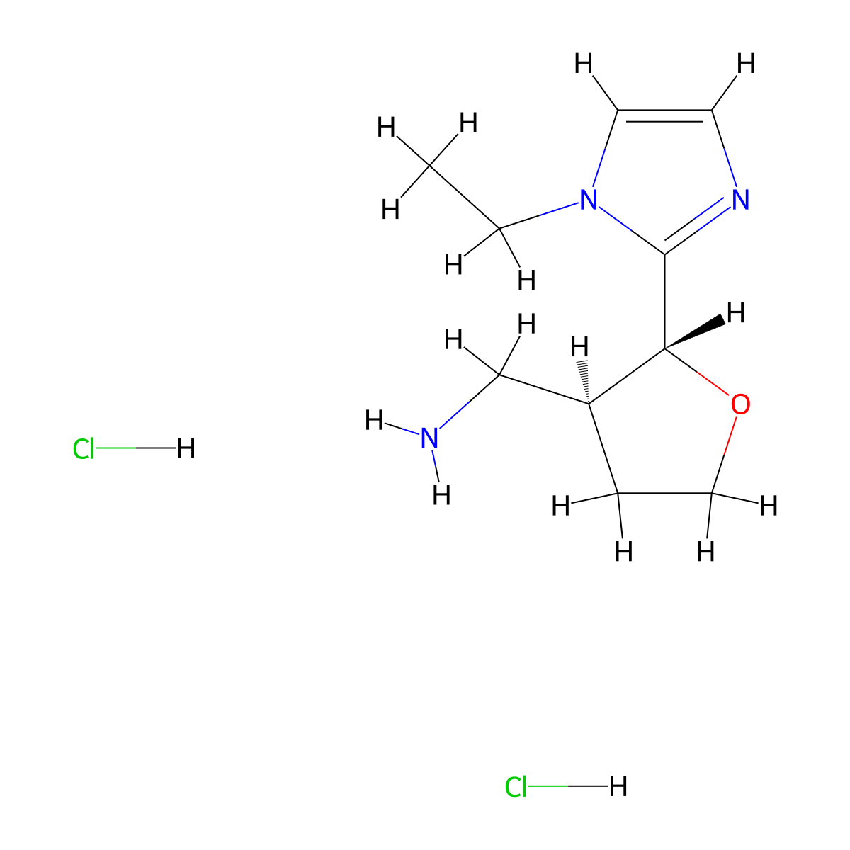Rac-[(2r,3s)-2-(1-ethyl-1h-imidazol-2-yl)oxolan-3-yl]methanamine dihydrochloride molecular structure, CAS 2307785-01-7