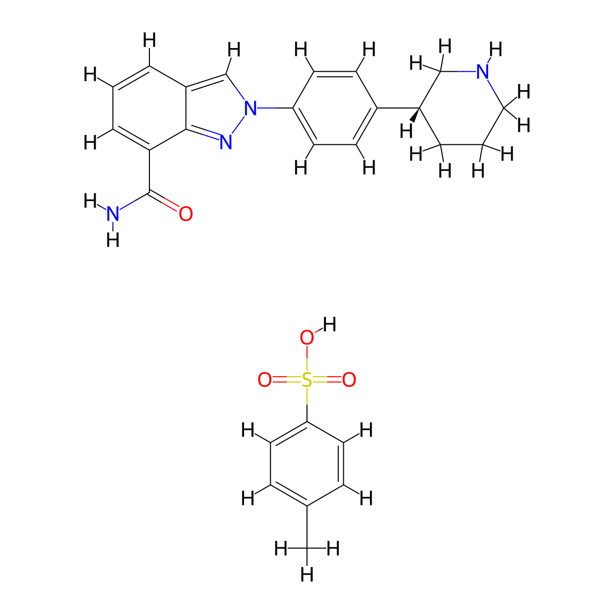(R)-2-(4-(piperidin-3-yl)phenyl)-2H-indazole-7-carboxamide 4-methylbenzenesulfonate molecular structure, CAS 2307785-07-3