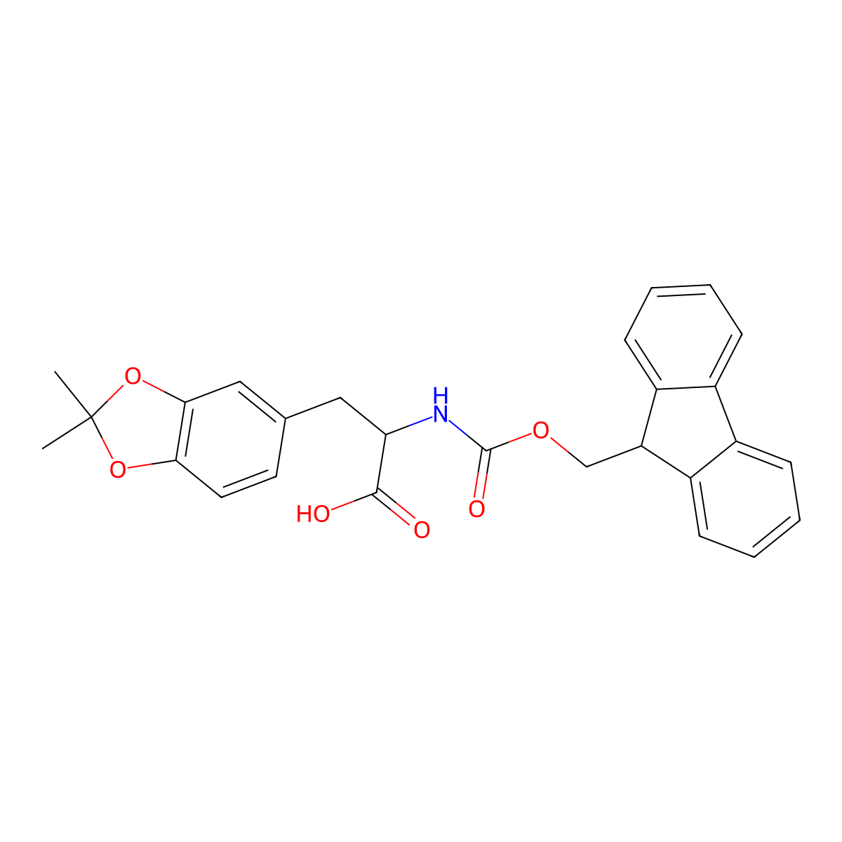 Fmoc-D-DOPA(acetonide)-OH molecular structure, CAS 2307785-12-0