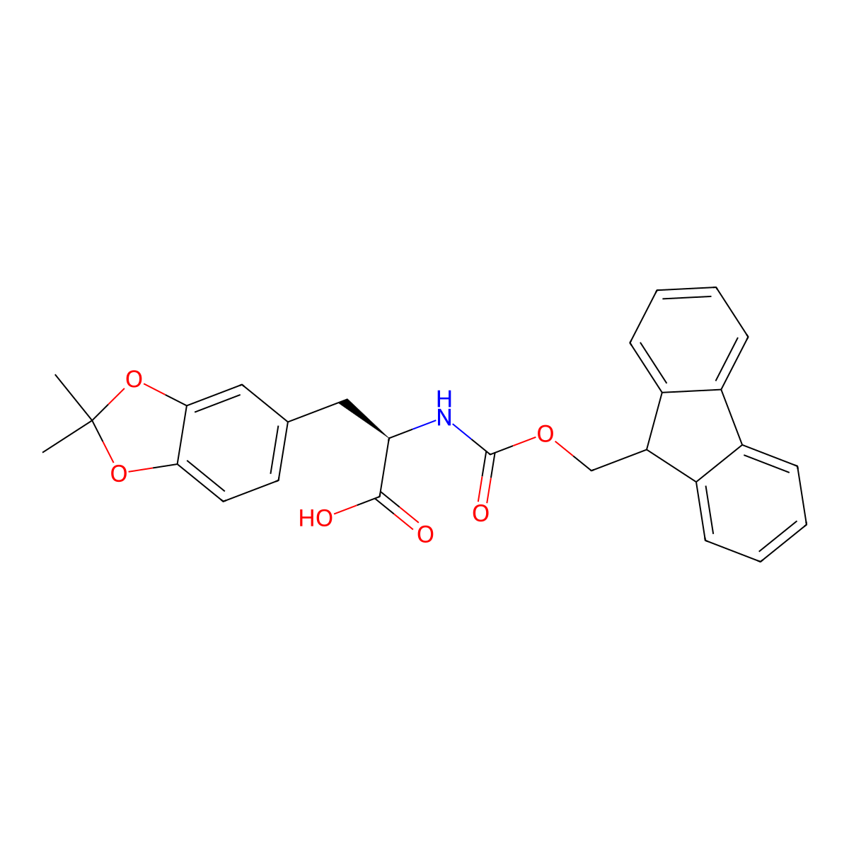 Fmoc-D-DOPA(acetonide)-OH molecular structure, CAS 2307785-12-0