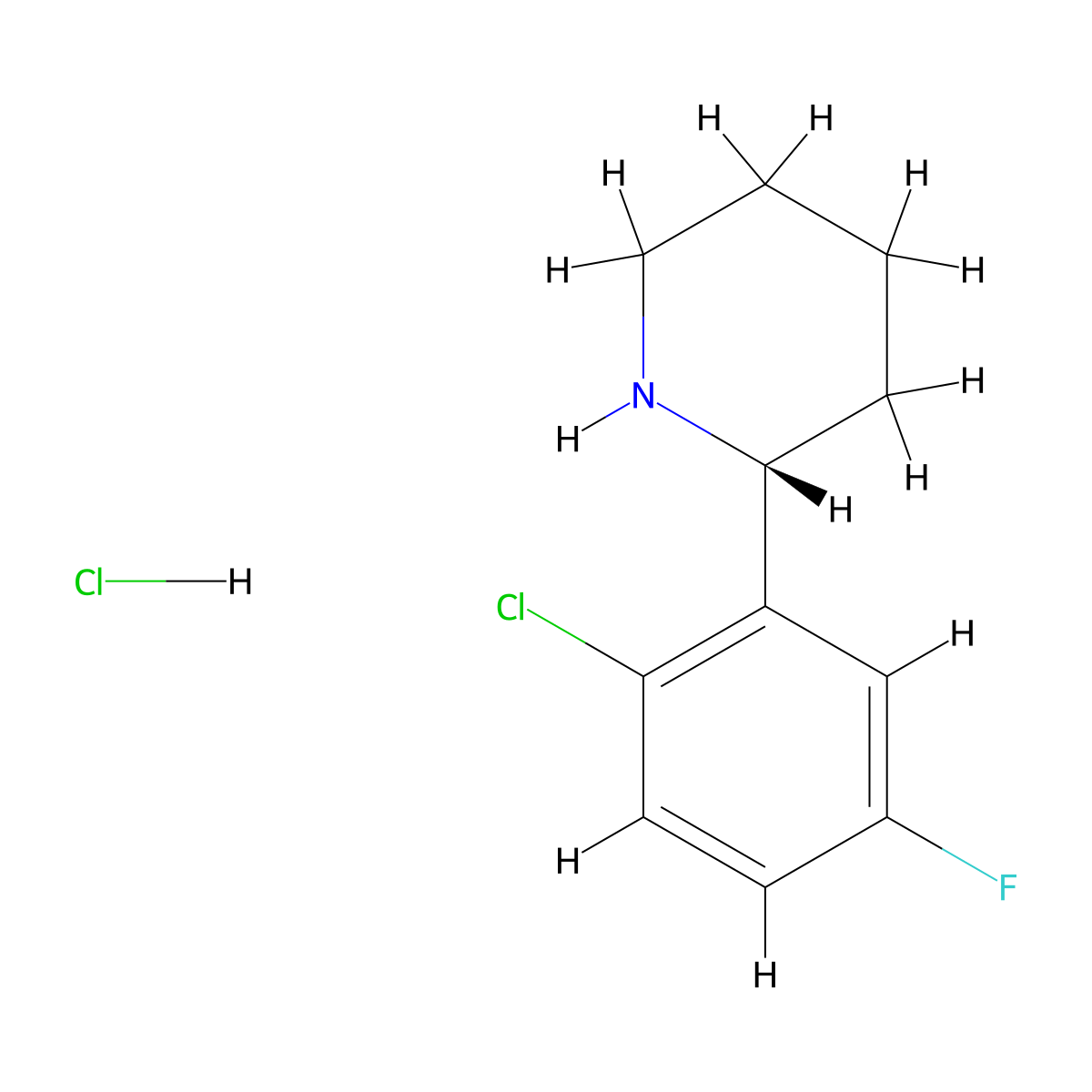 (R)-2-(2-Chloro-5-fluorophenyl)piperidine hydrochloride molecular structure, CAS 2307785-16-4