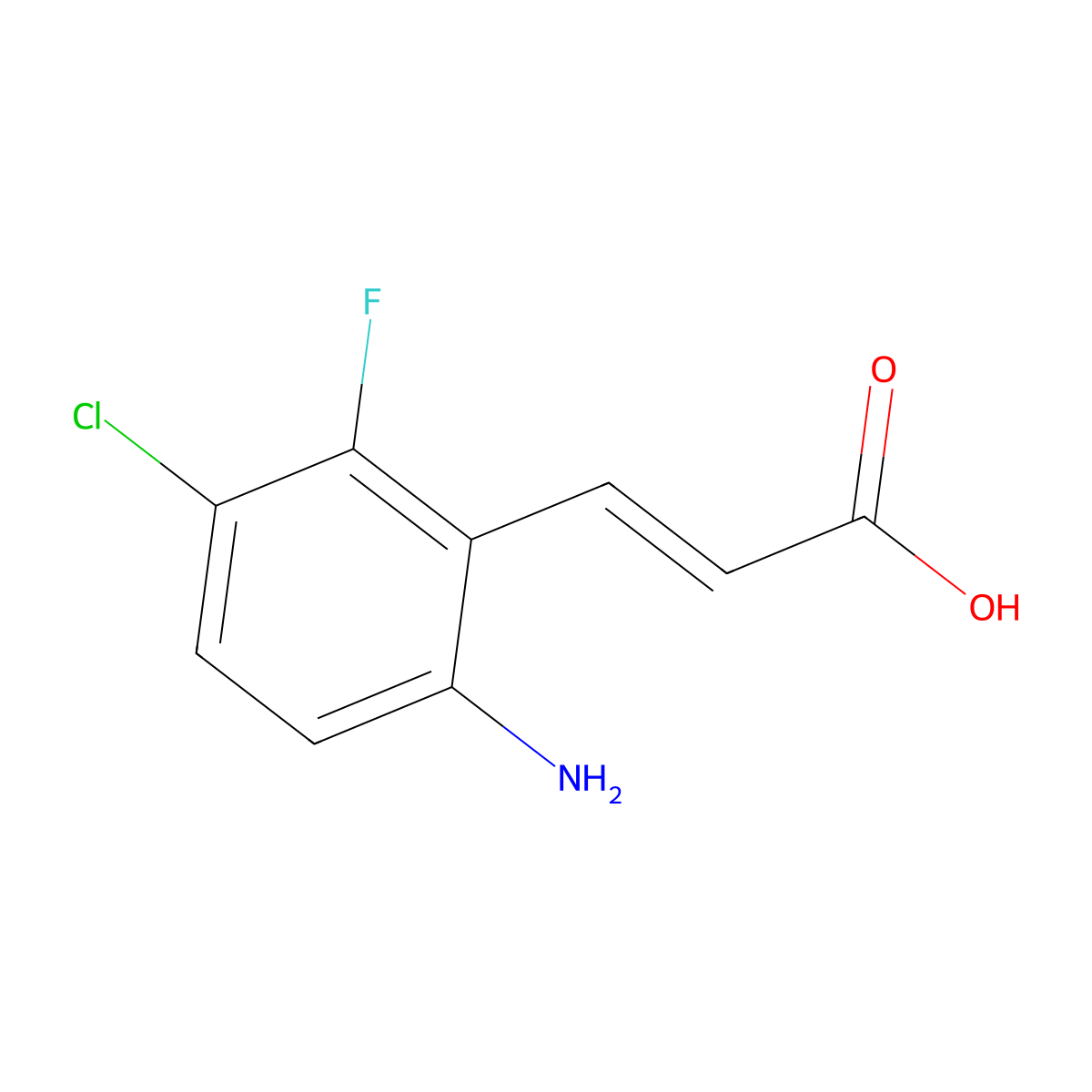 3-(6-Amino-3-chloro-2-fluorophenyl)acrylic acid molecular structure, CAS 2307803-19-4
