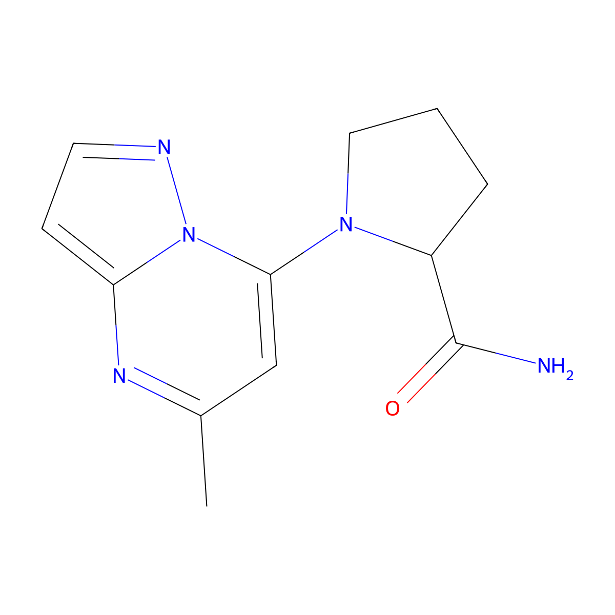1-{5-Methylpyrazolo[1,5-a]pyrimidin-7-yl}pyrrolidine-2-carboxamide molecular structure, CAS 2307941-27-9