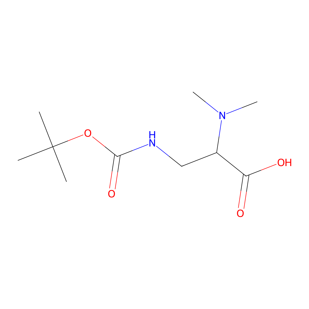 3-{[(Tert-butoxy)carbonyl]amino}-2-(dimethylamino)propanoic acid molecular structure, CAS 2307990-37-8
