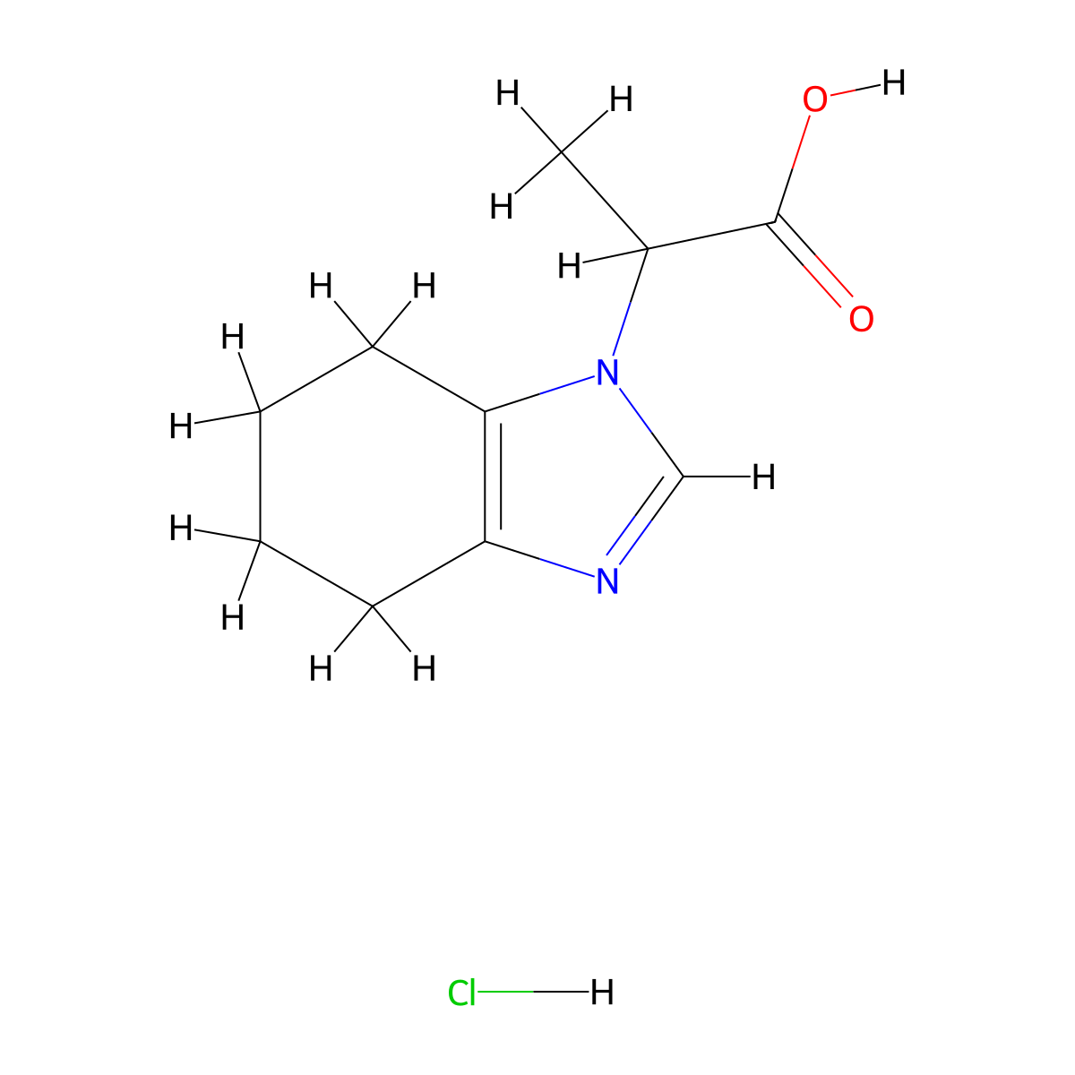 2-(4,5,6,7-tetrahydro-1H-1,3-benzodiazol-1-yl)propanoic acid hydrochloride molecular structure, CAS 2307998-84-9