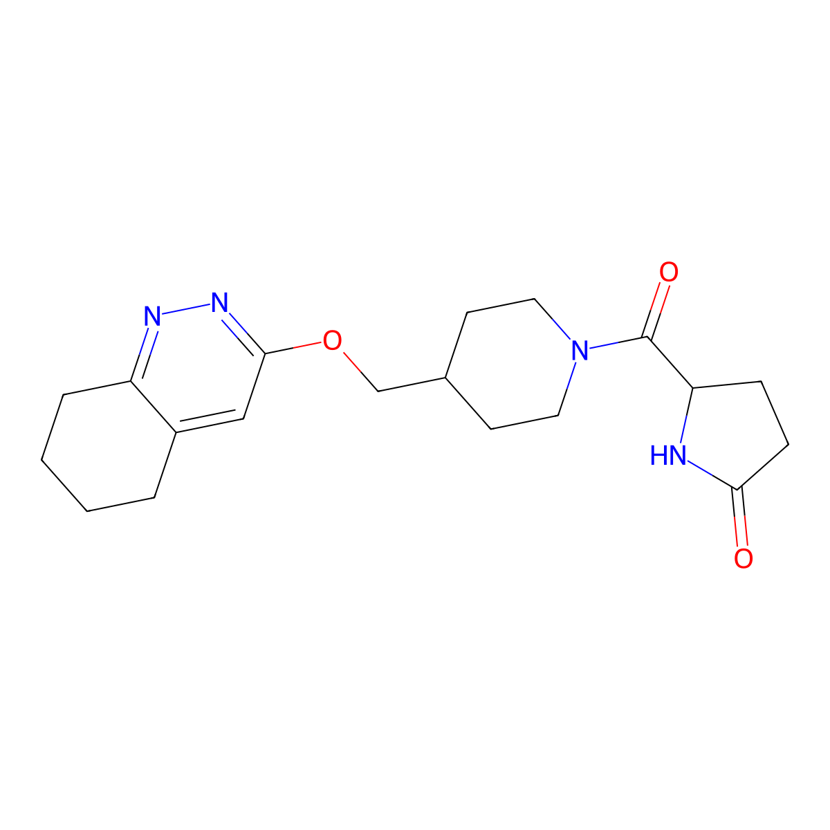 5-{4-[(5,6,7,8-Tetrahydrocinnolin-3-yloxy)methyl]piperidine-1-carbonyl}pyrrolidin-2-one molecular structure, CAS 2308040-21-1
