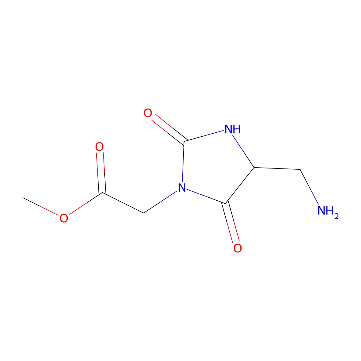 Methyl 2-[4-(aminomethyl)-2,5-dioxoimidazolidin-1-yl]acetate molecular structure, CAS 2308059-12-1