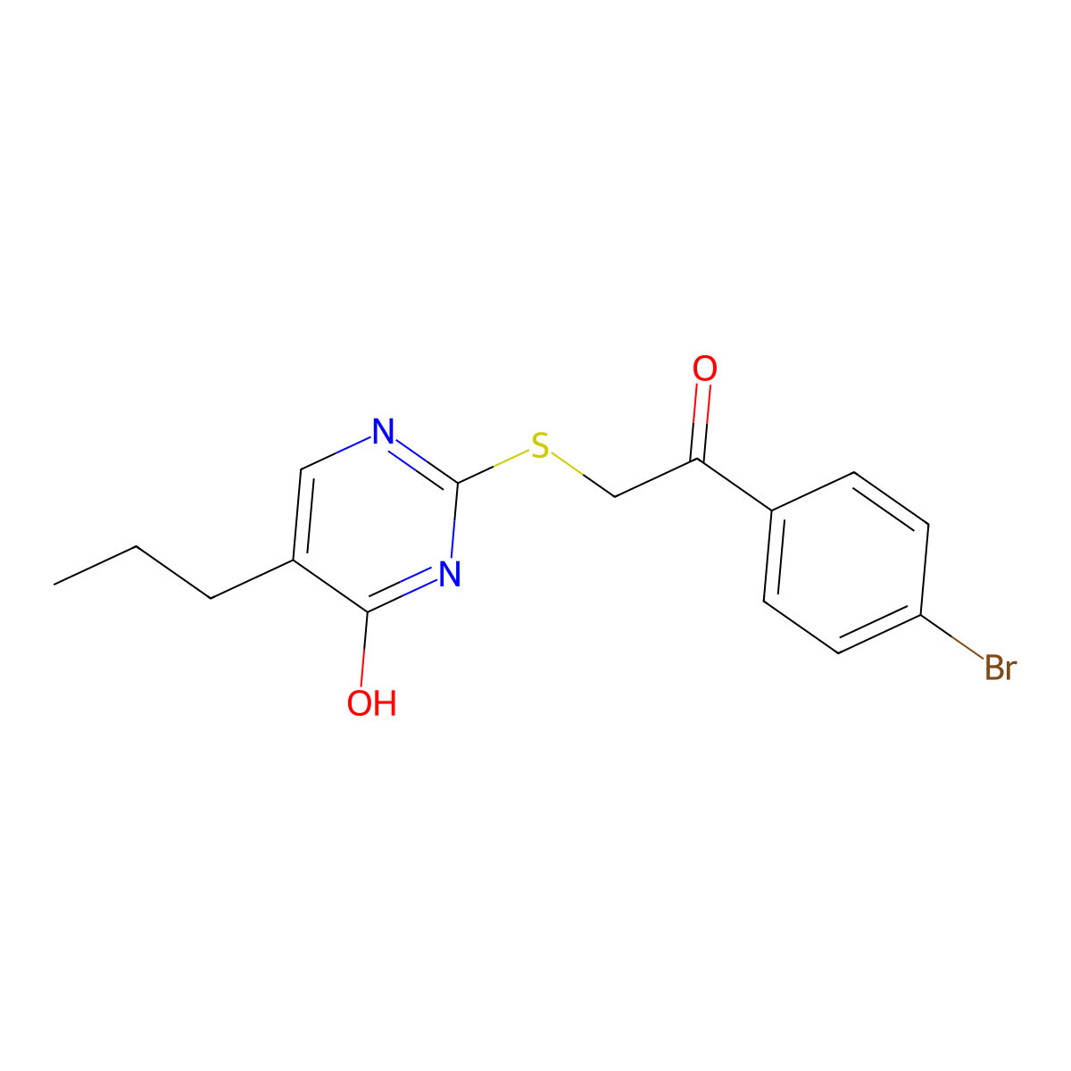 1-(4-Bromophenyl)-2-[(4-hydroxy-5-propylpyrimidin-2-yl)sulfanyl]ethan-1-one molecular structure, CAS 2308074-25-9