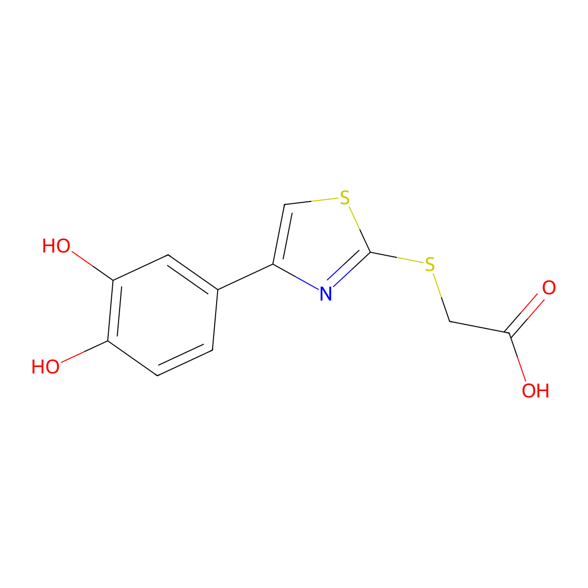 2-{[4-(3,4-Dihydroxyphenyl)-1,3-thiazol-2-yl]sulfanyl}acetic acid molecular structure, CAS 2308074-70-4