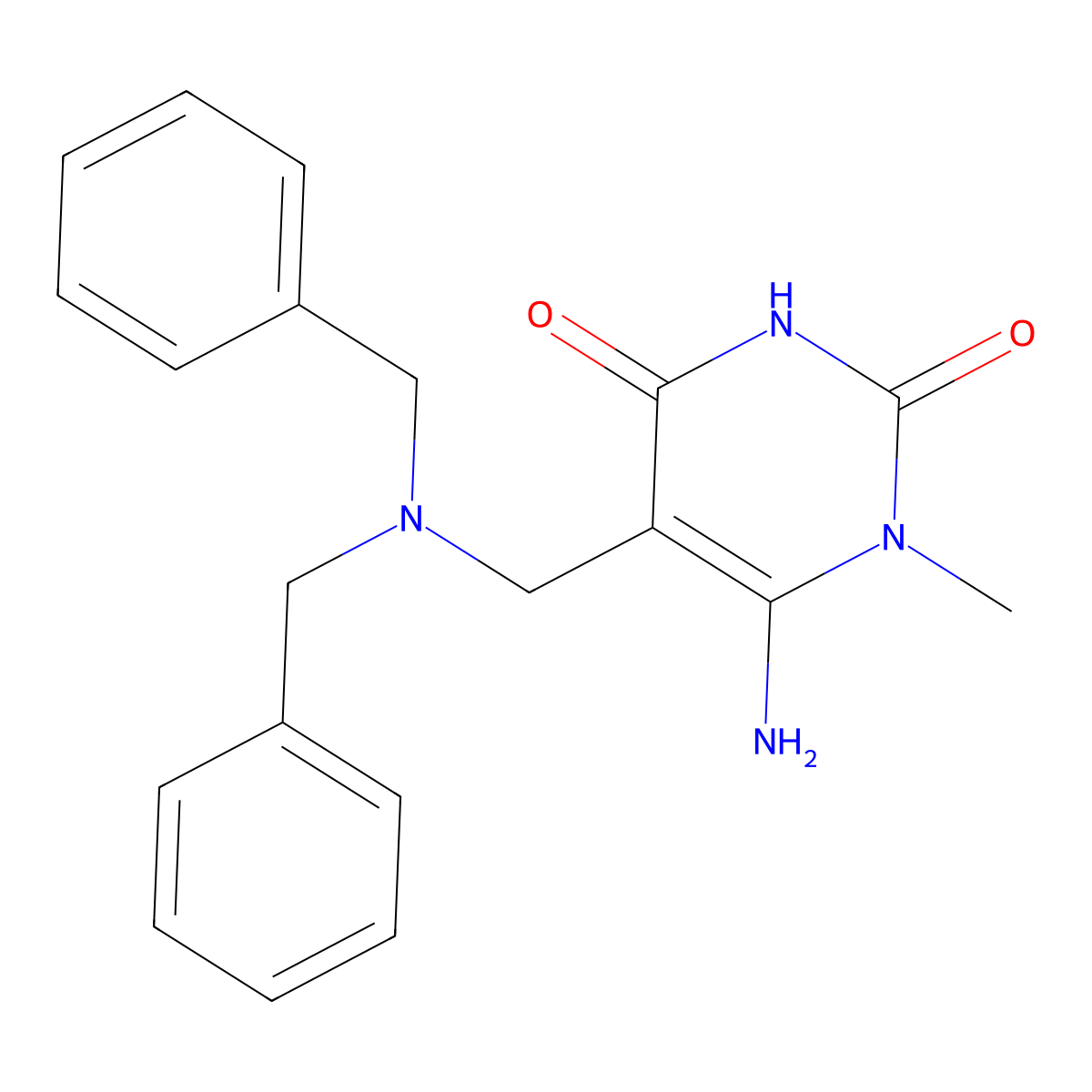6-amino-5-((dibenzylamino)methyl)-1-methylpyrimidine-2,4(1H,3H)-dione molecular structure, CAS 2308077-01-0