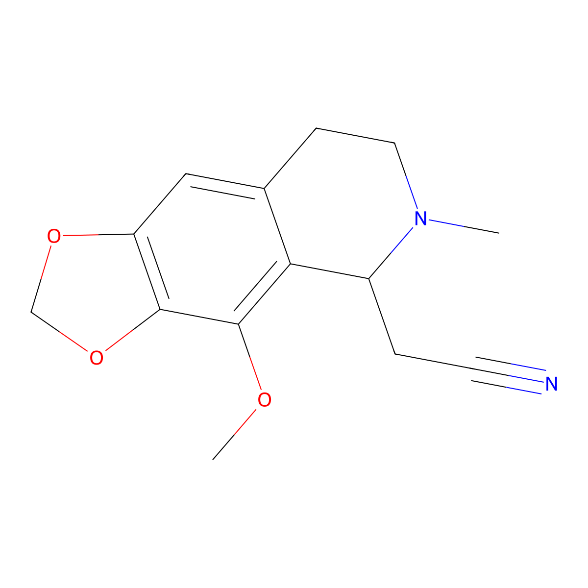 (4-Methoxy-6-methyl-5,6,7,8-tetrahydro[1,3]dioxolo[4,5-g]isoquinolin-5-yl)acetonitrile molecular structure, CAS 2308093-57-2