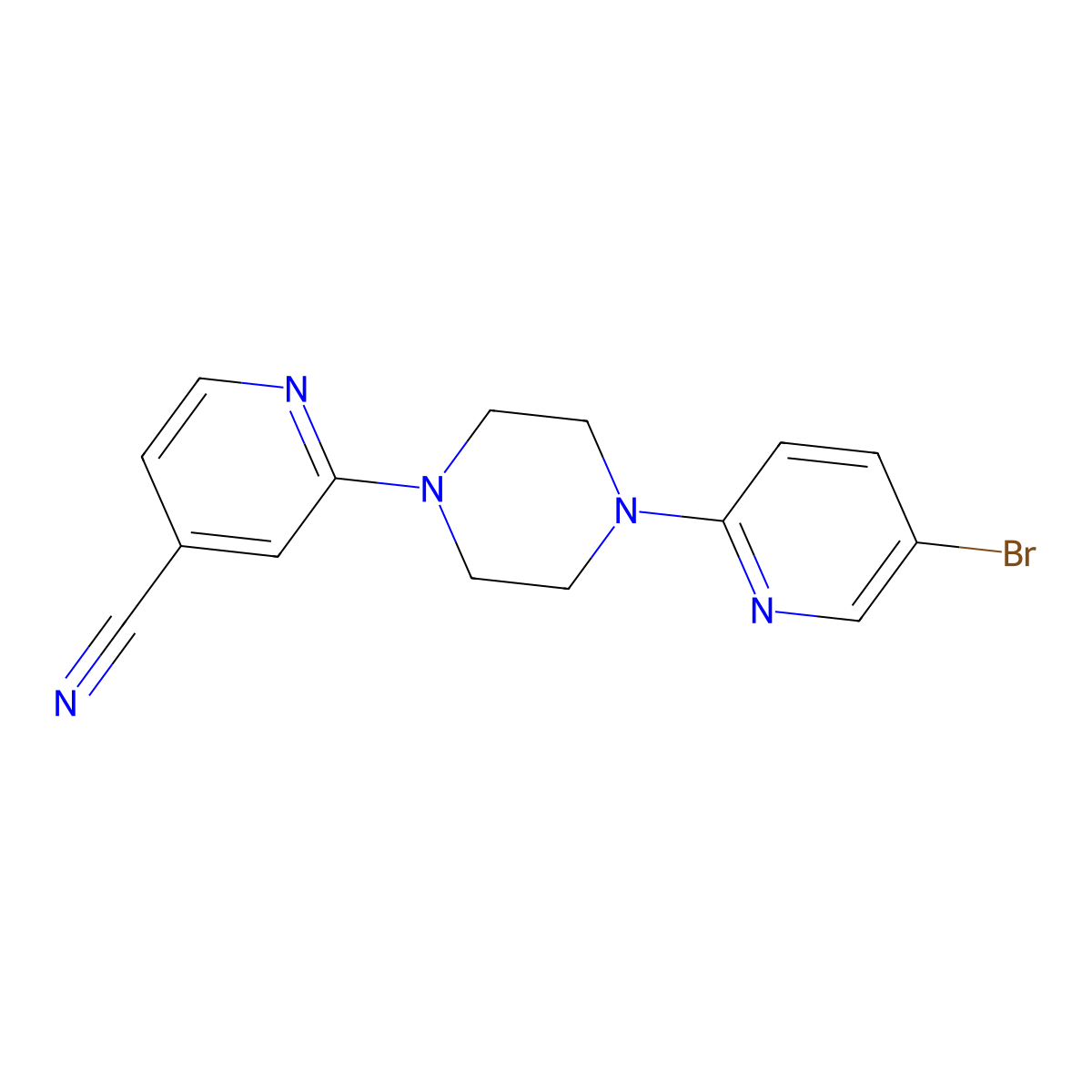 2-[4-(5-Bromopyridin-2-yl)piperazin-1-yl]pyridine-4-carbonitrile molecular structure, CAS 2308139-14-0