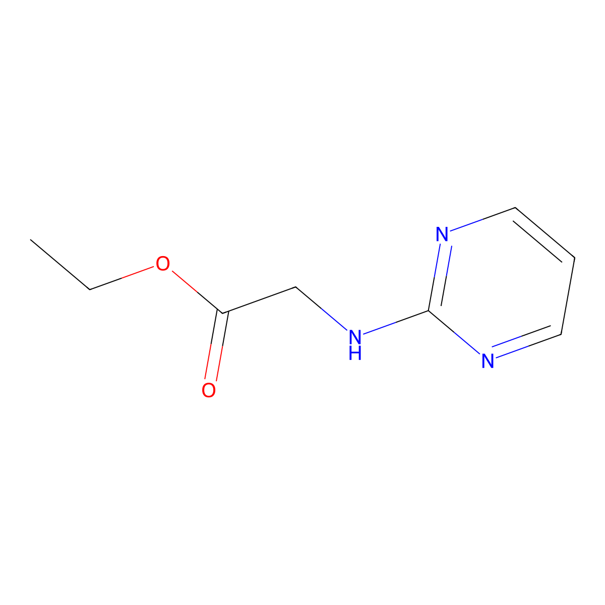 Ethyl pyrimidin-2-ylglycinate molecular structure, CAS 23082-27-1