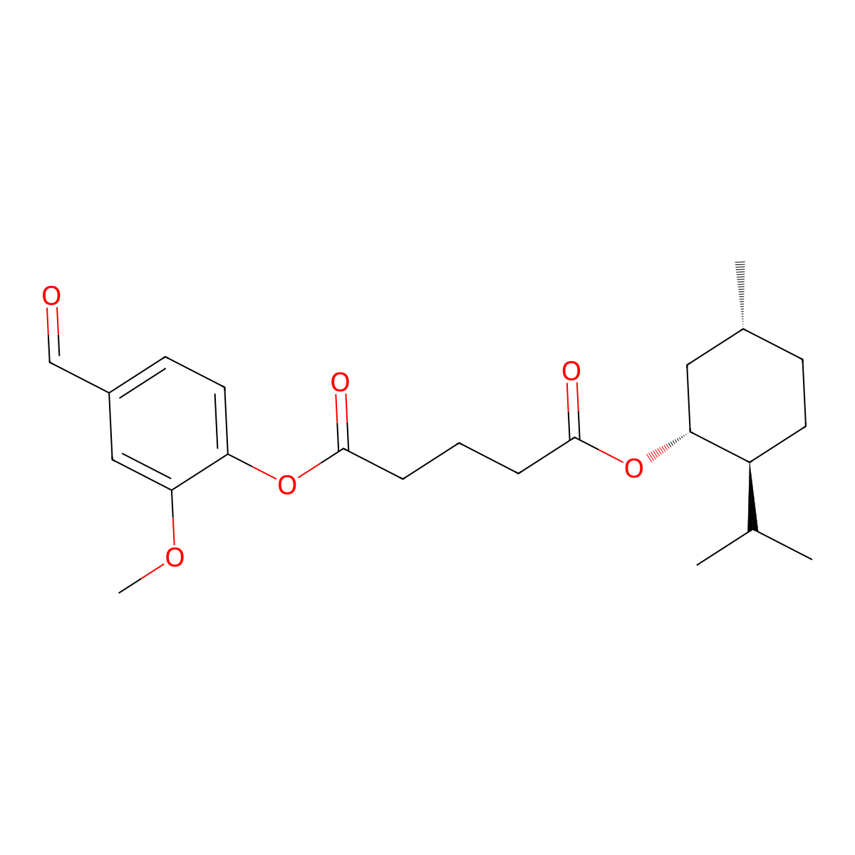 4-Formyl-2-methoxyphenyl ((1R,2S,5R)-2-isopropyl-5-methylcyclohexyl) glutarate molecular structure, CAS 2308574-23-2