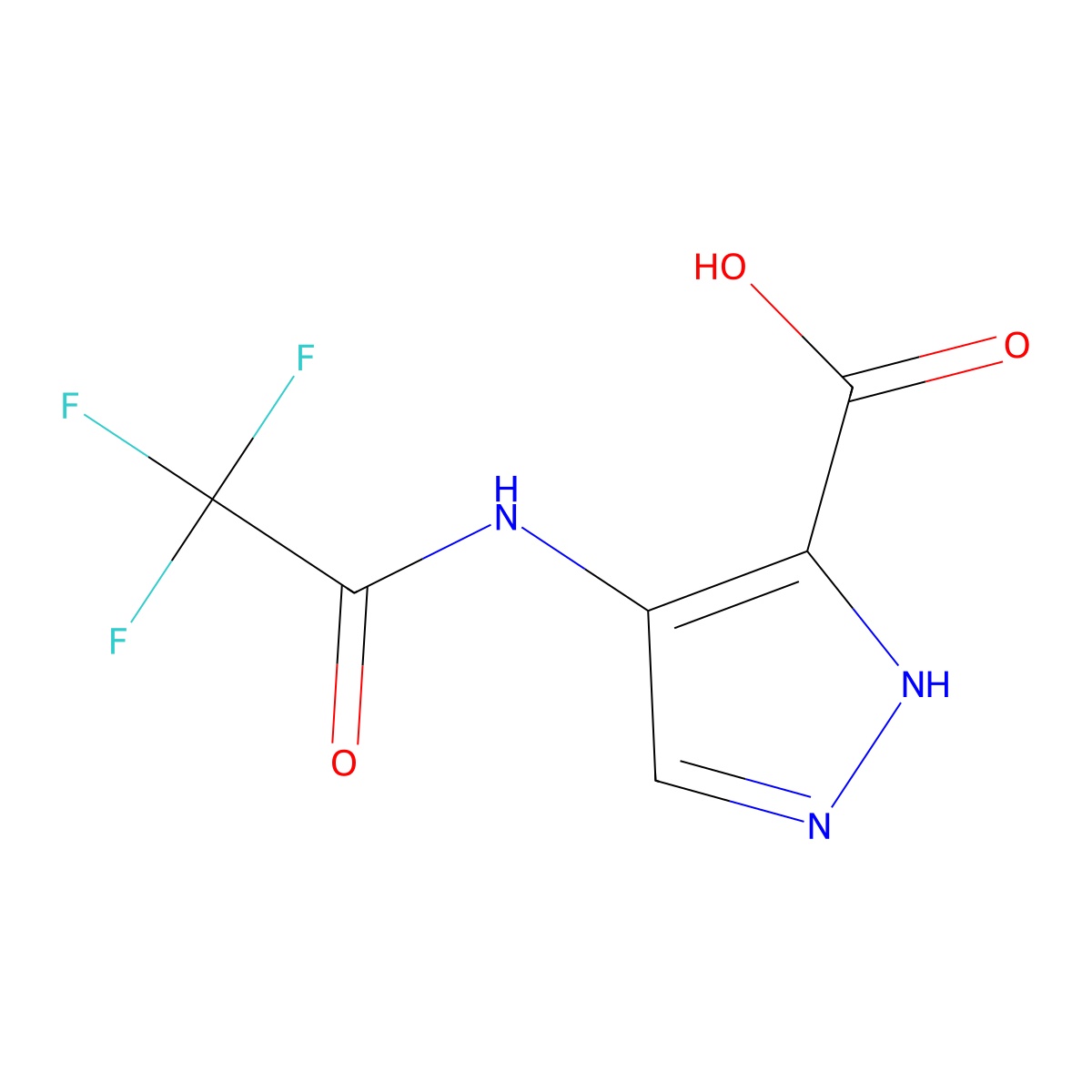 4-(trifluoroacetamido)-1H-pyrazole-3-carboxylic acid molecular structure, CAS 2308739-80-0