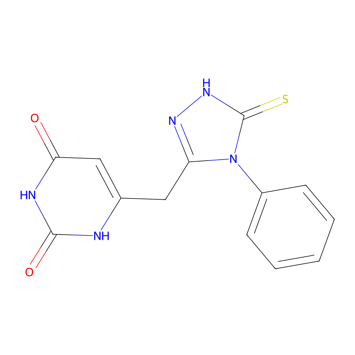 6-[(4-phenyl-5-sulfanylidene-1H-1,2,4-triazol-3-yl)methyl]-1H-pyrimidine-2,4-dione molecular structure, CAS 23090-96-2