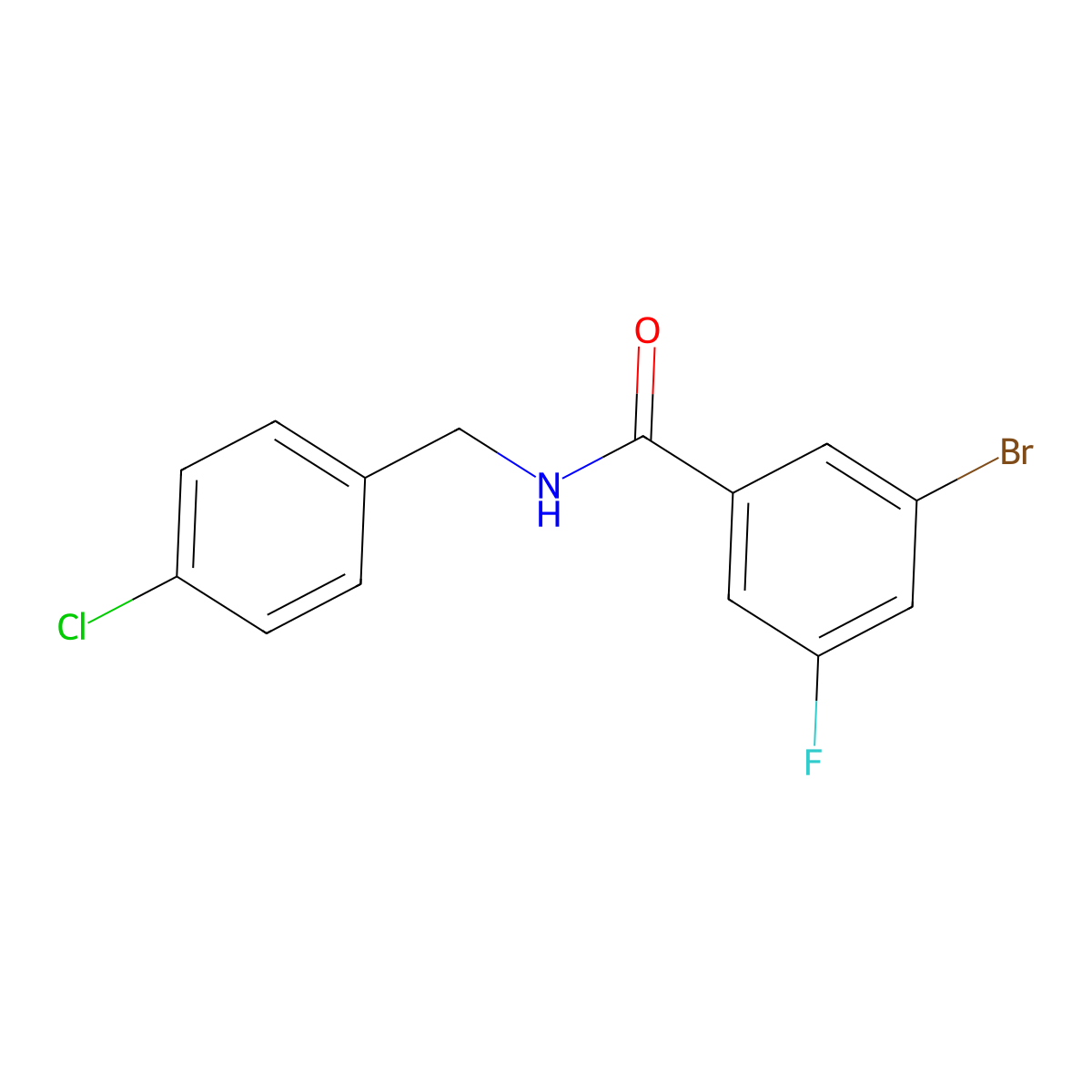 3-bromo-N-[(4-chlorophenyl)methyl]-5-fluorobenzamide molecular structure, CAS 2309045-49-4
