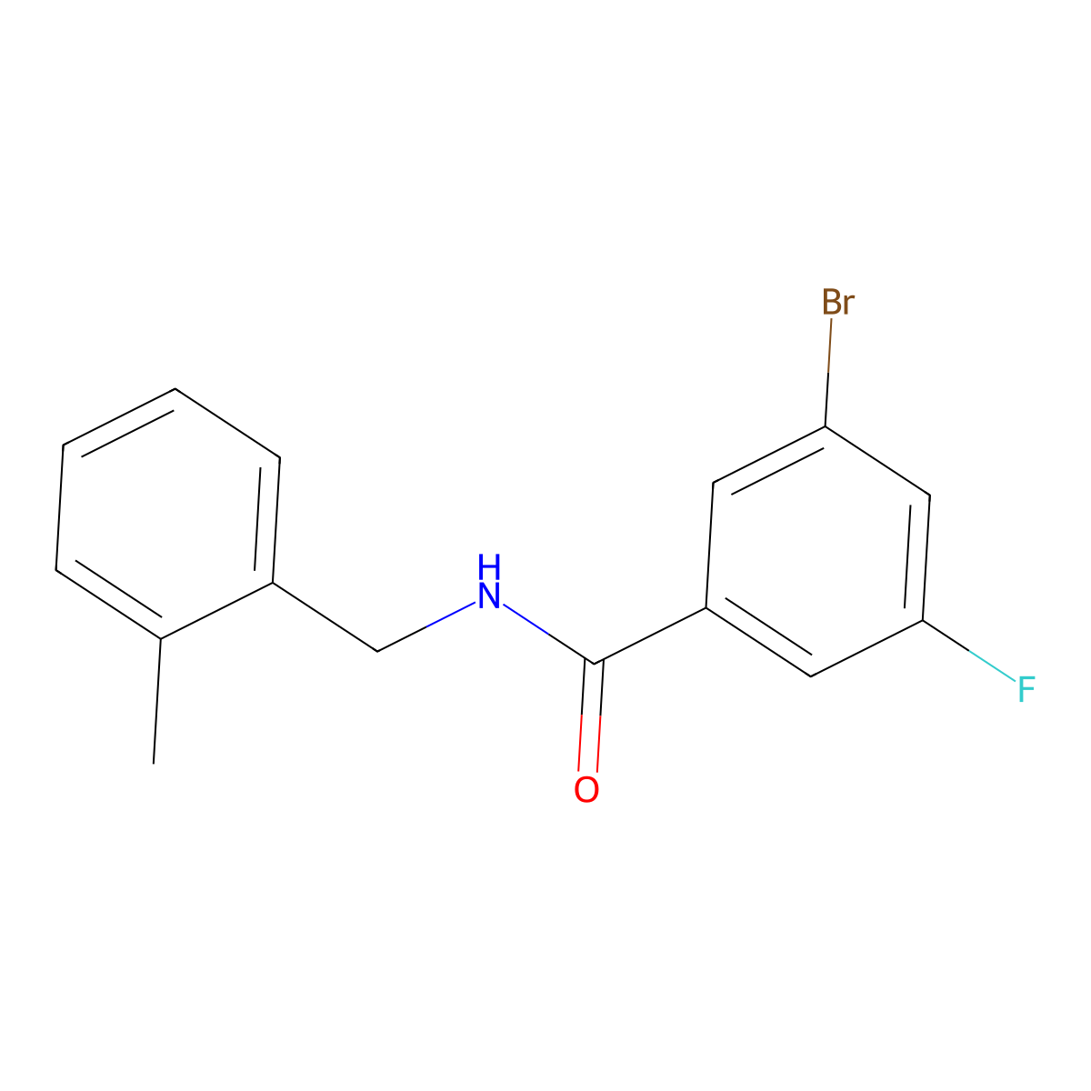 3-Bromo-5-fluoro-N-[(2-methylphenyl)methyl]benzamide molecular structure, CAS 2309098-29-9