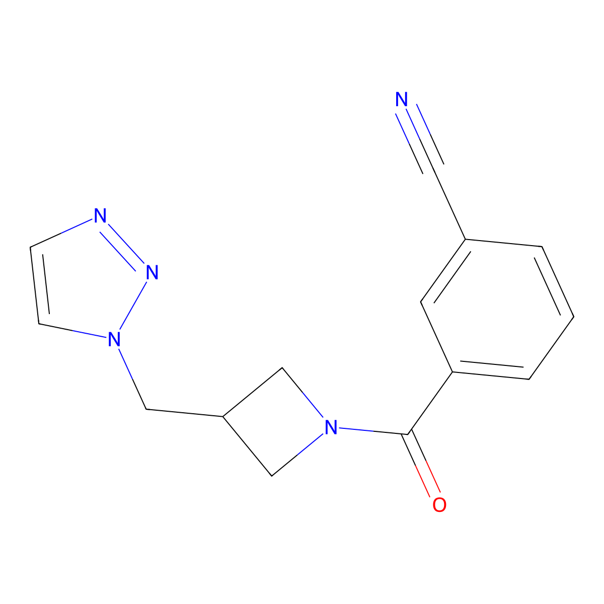 3-{3-[(1H-1,2,3-triazol-1-yl)methyl]azetidine-1-carbonyl}benzonitrile molecular structure, CAS 2309184-35-6