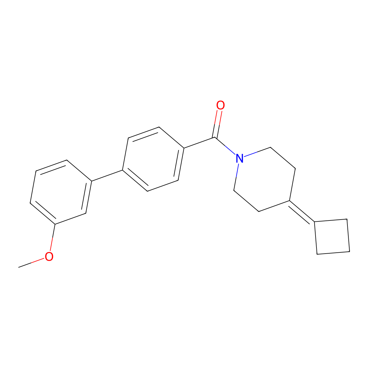 4-Cyclobutylidene-1-{3'-methoxy-[1,1'-biphenyl]-4-carbonyl}piperidine molecular structure, CAS 2309184-54-9