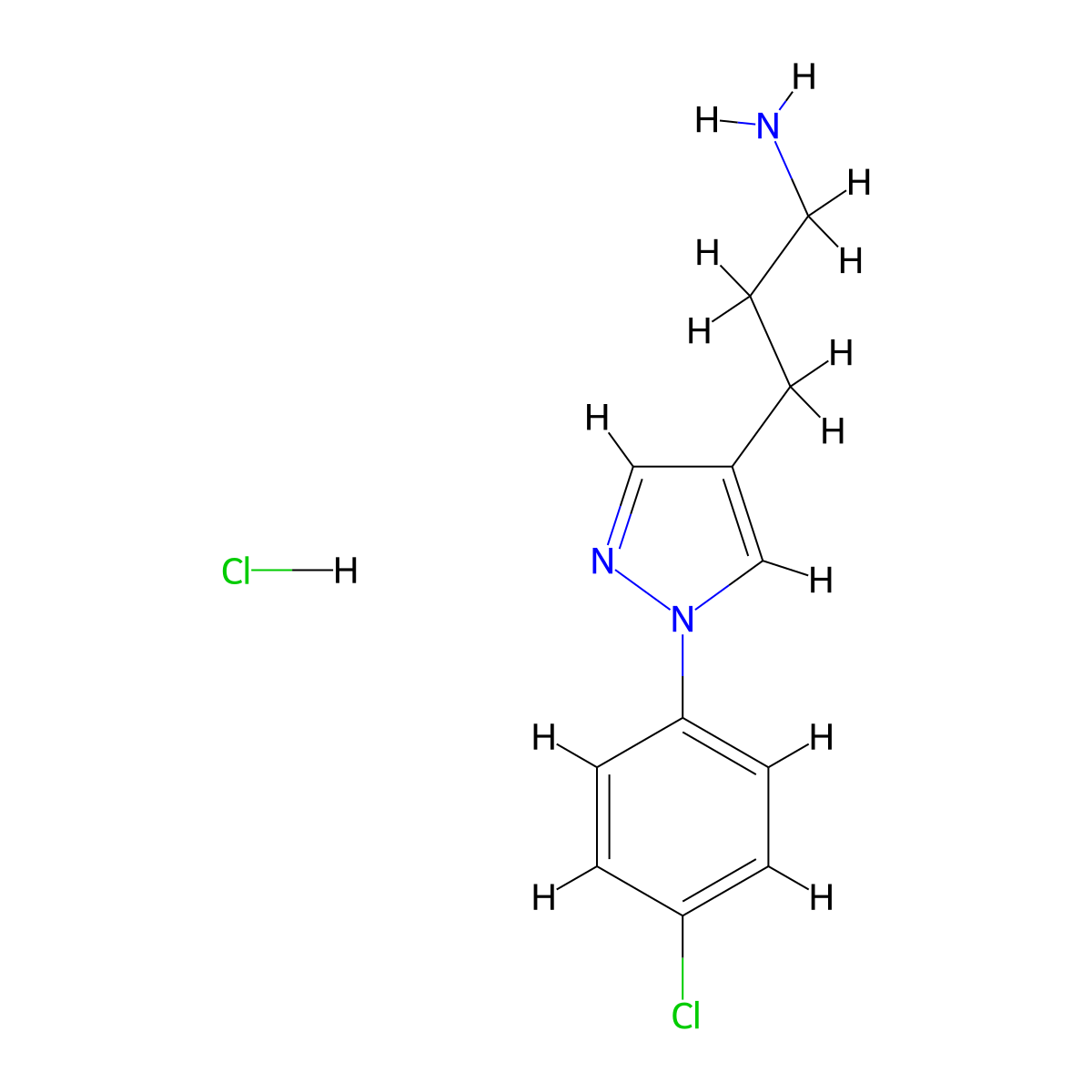 3-[1-(4-chlorophenyl)-1H-pyrazol-4-yl]propan-1-amine hydrochloride molecular structure, CAS 2309184-72-1