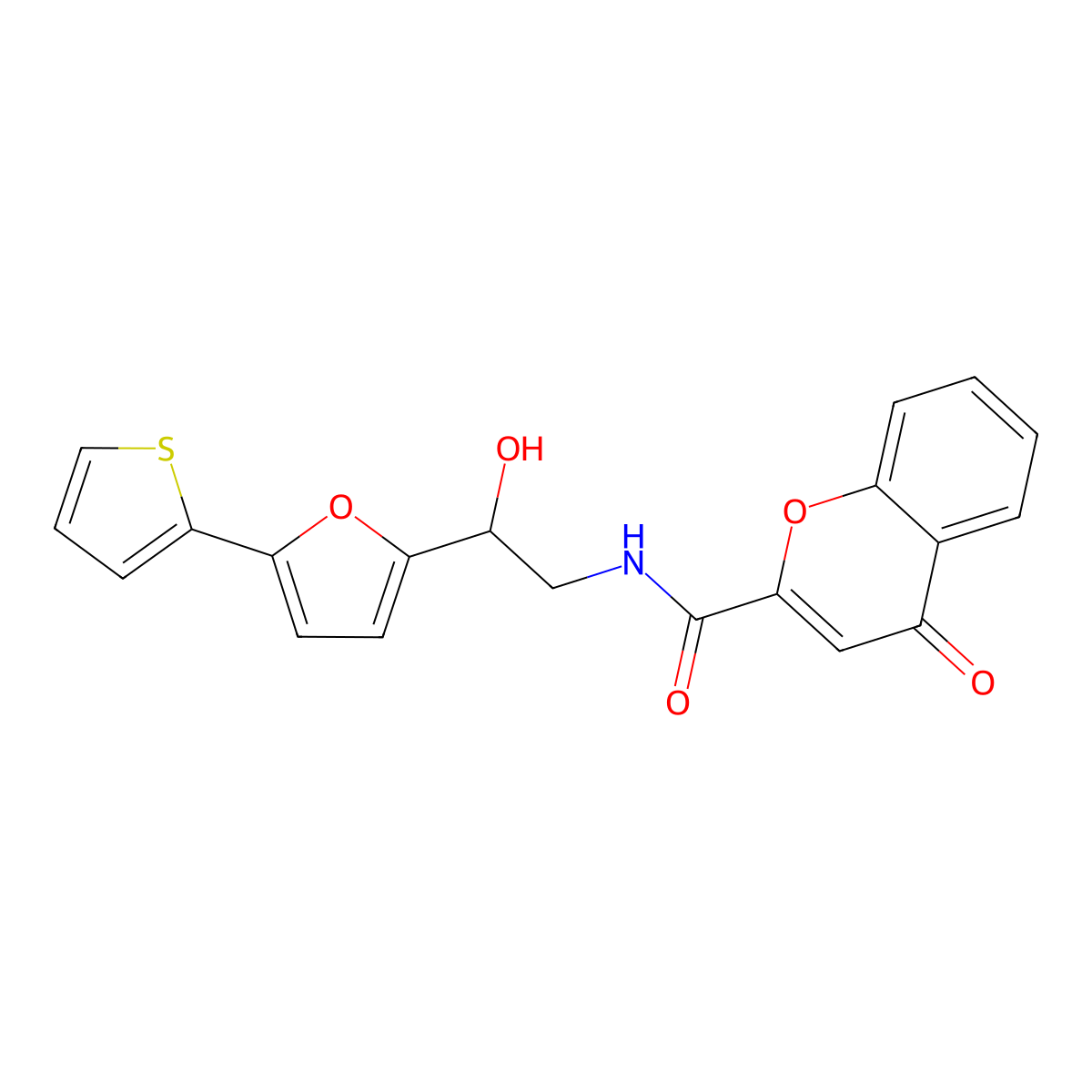 N-{2-hydroxy-2-[5-(thiophen-2-yl)furan-2-yl]ethyl}-4-oxo-4H-chromene-2-carboxamide molecular structure, CAS 2309184-87-8