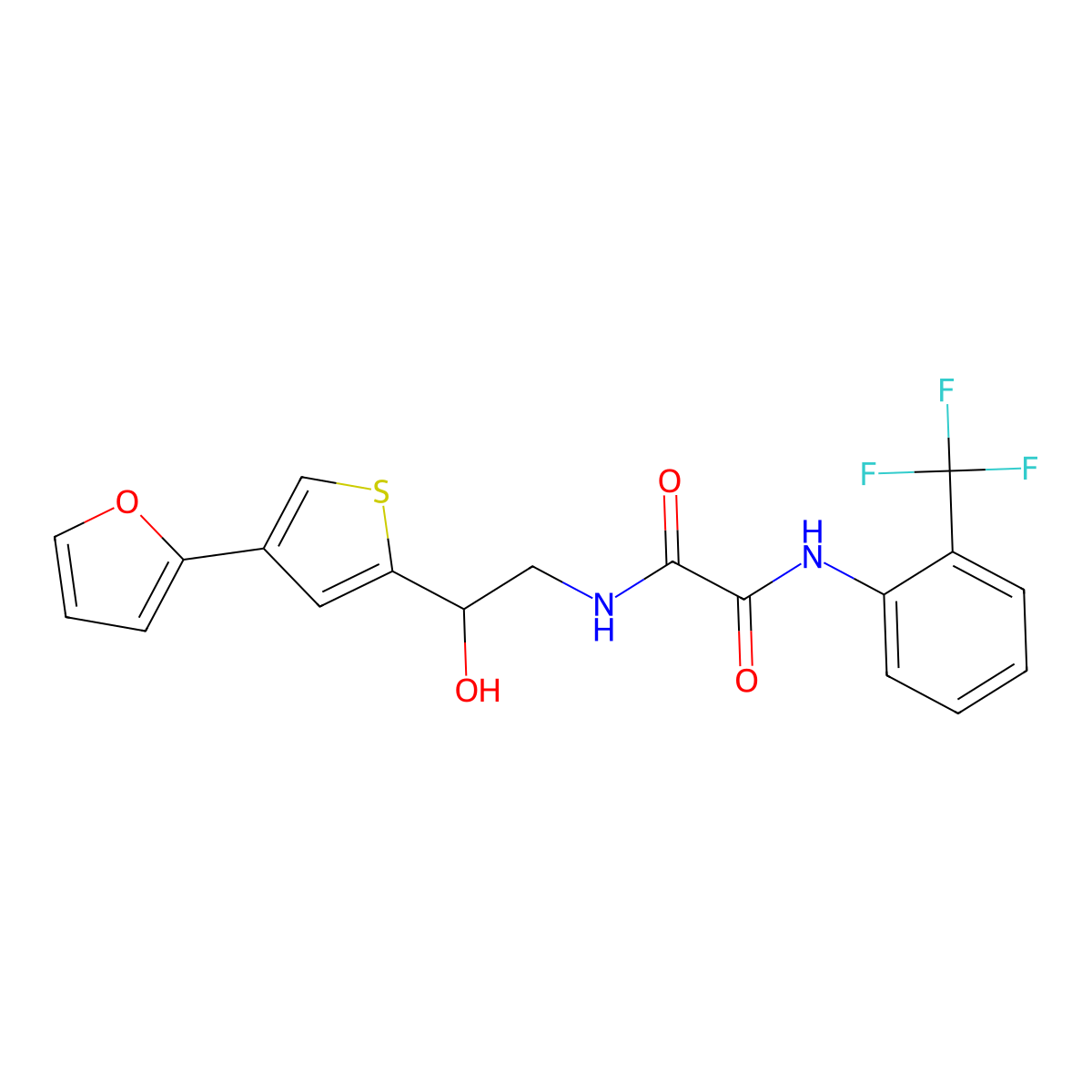 N-{2-[4-(furan-2-yl)thiophen-2-yl]-2-hydroxyethyl}-N'-[2-(trifluoromethyl)phenyl]ethanediamide molecular structure, CAS 2309185-03-1