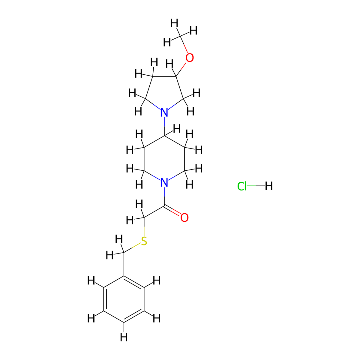 2-(Benzylsulfanyl)-1-[4-(3-methoxypyrrolidin-1-yl)piperidin-1-yl]ethan-1-one hydrochloride molecular structure, CAS 2309185-47-3