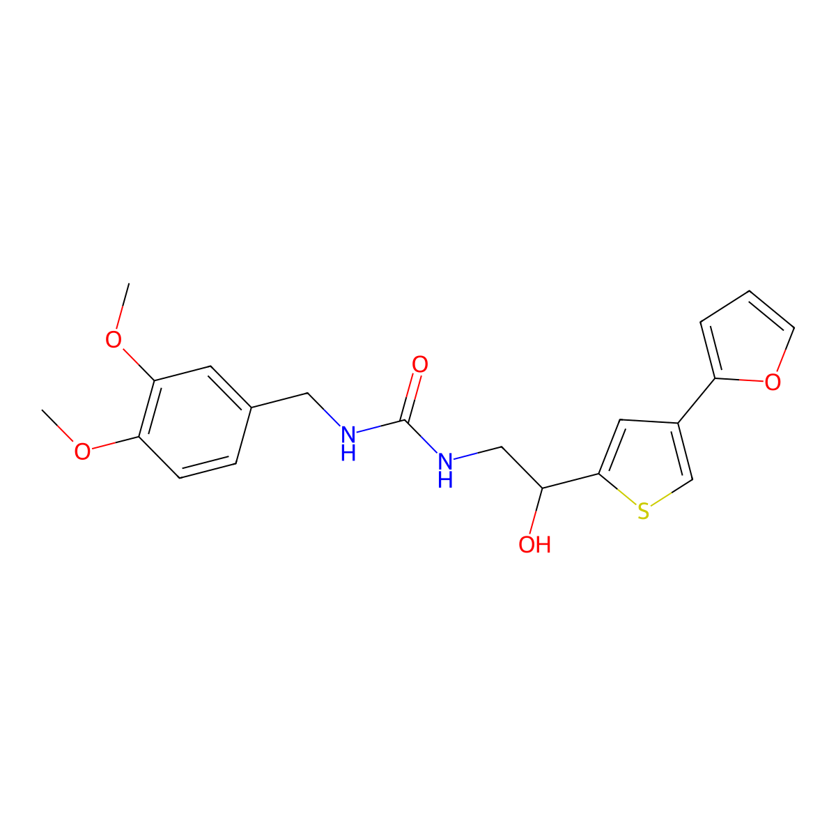 1-[(3,4-Dimethoxyphenyl)methyl]-3-{2-[4-(furan-2-yl)thiophen-2-yl]-2-hydroxyethyl}urea molecular structure, CAS 2309185-66-6