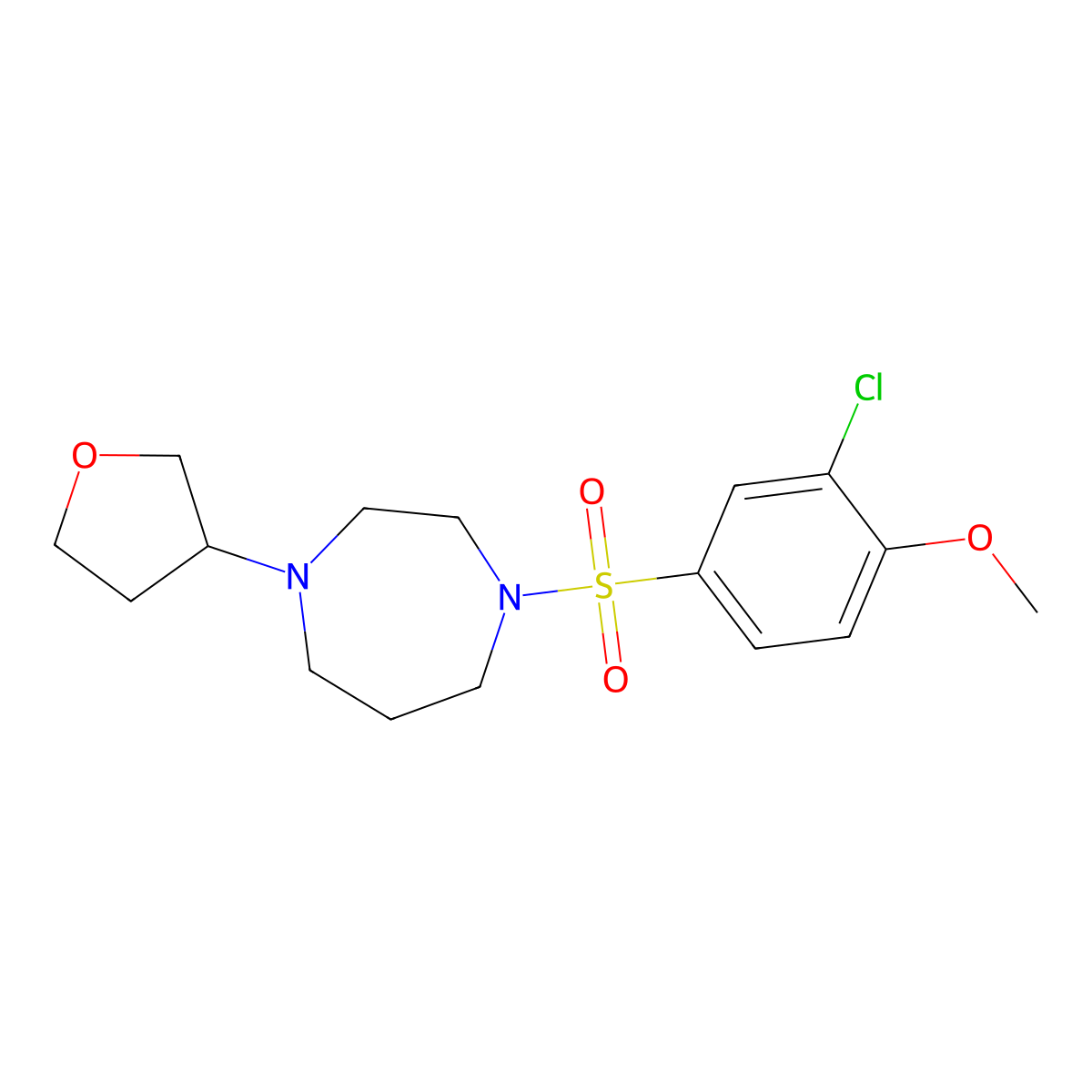 1-(3-Chloro-4-methoxybenzenesulfonyl)-4-(oxolan-3-yl)-1,4-diazepane molecular structure, CAS 2309185-79-1