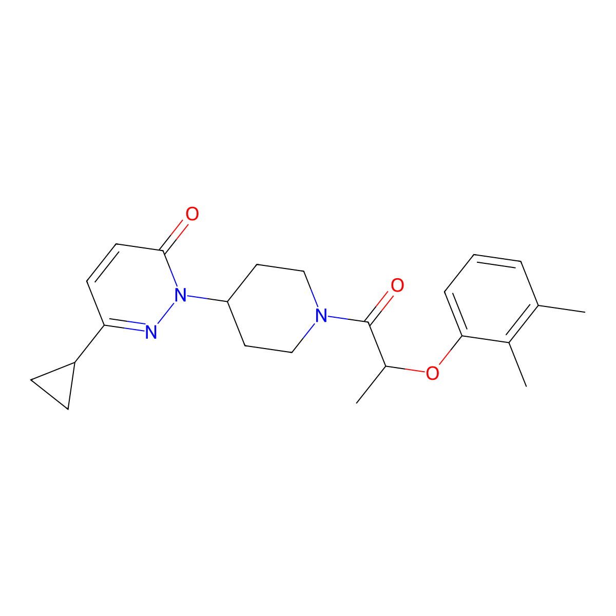 6-Cyclopropyl-2-{1-[2-(2,3-dimethylphenoxy)propanoyl]piperidin-4-yl}-2,3-dihydropyridazin-3-one molecular structure, CAS 2309186-08-9