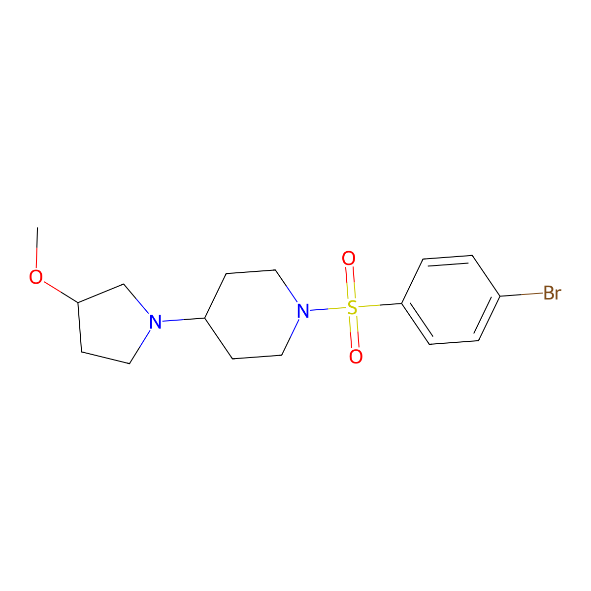 1-(4-Bromobenzenesulfonyl)-4-(3-methoxypyrrolidin-1-yl)piperidine molecular structure, CAS 2309186-16-9