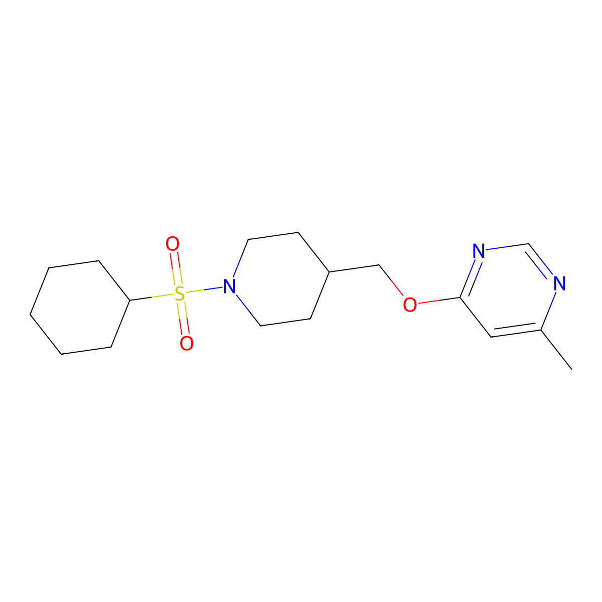 4-{[1-(Cyclohexanesulfonyl)piperidin-4-yl]methoxy}-6-methylpyrimidine molecular structure, CAS 2309186-64-7