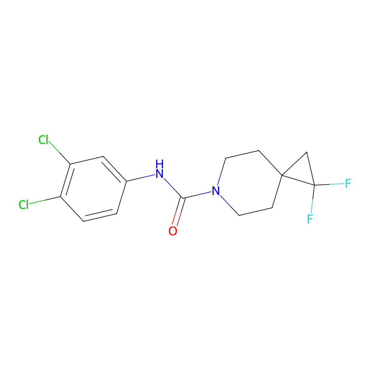 N-(3,4-dichlorophenyl)-1,1-difluoro-6-azaspiro[2.5]octane-6-carboxamide molecular structure, CAS 2309187-39-9