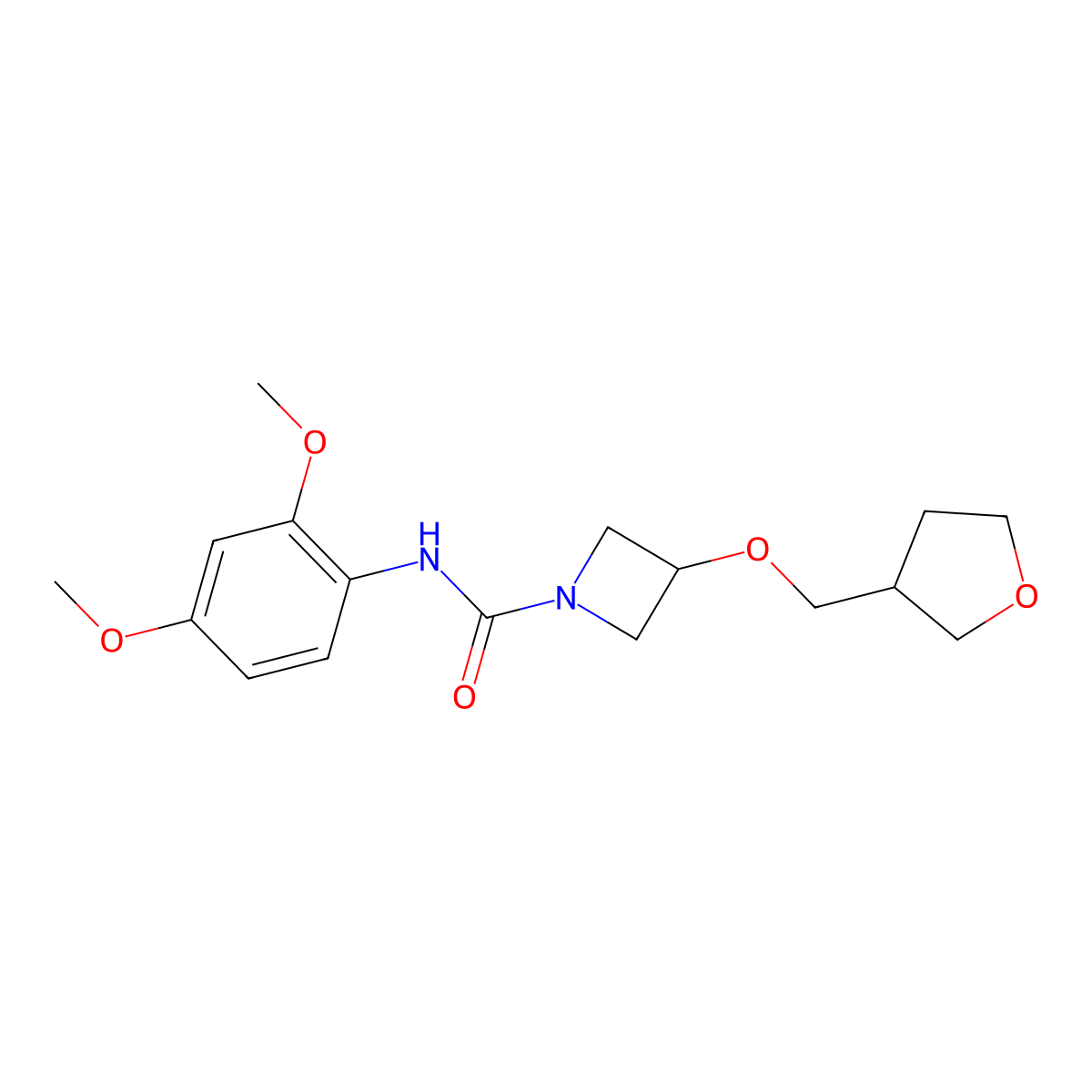 N-(2,4-dimethoxyphenyl)-3-[(oxolan-3-yl)methoxy]azetidine-1-carboxamide molecular structure, CAS 2309187-65-1