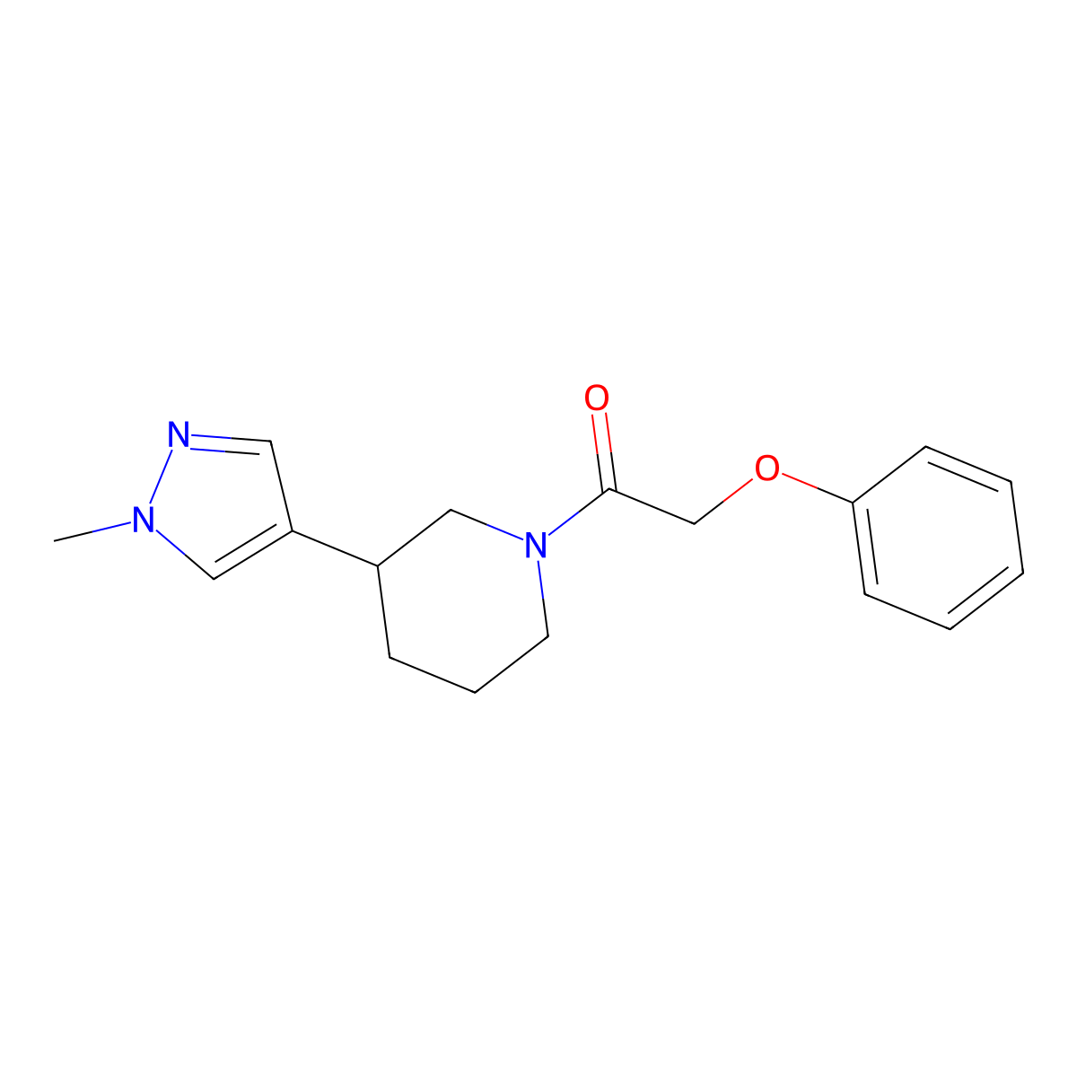 1-[3-(1-methyl-1H-pyrazol-4-yl)piperidin-1-yl]-2-phenoxyethan-1-one molecular structure, CAS 2309187-71-9