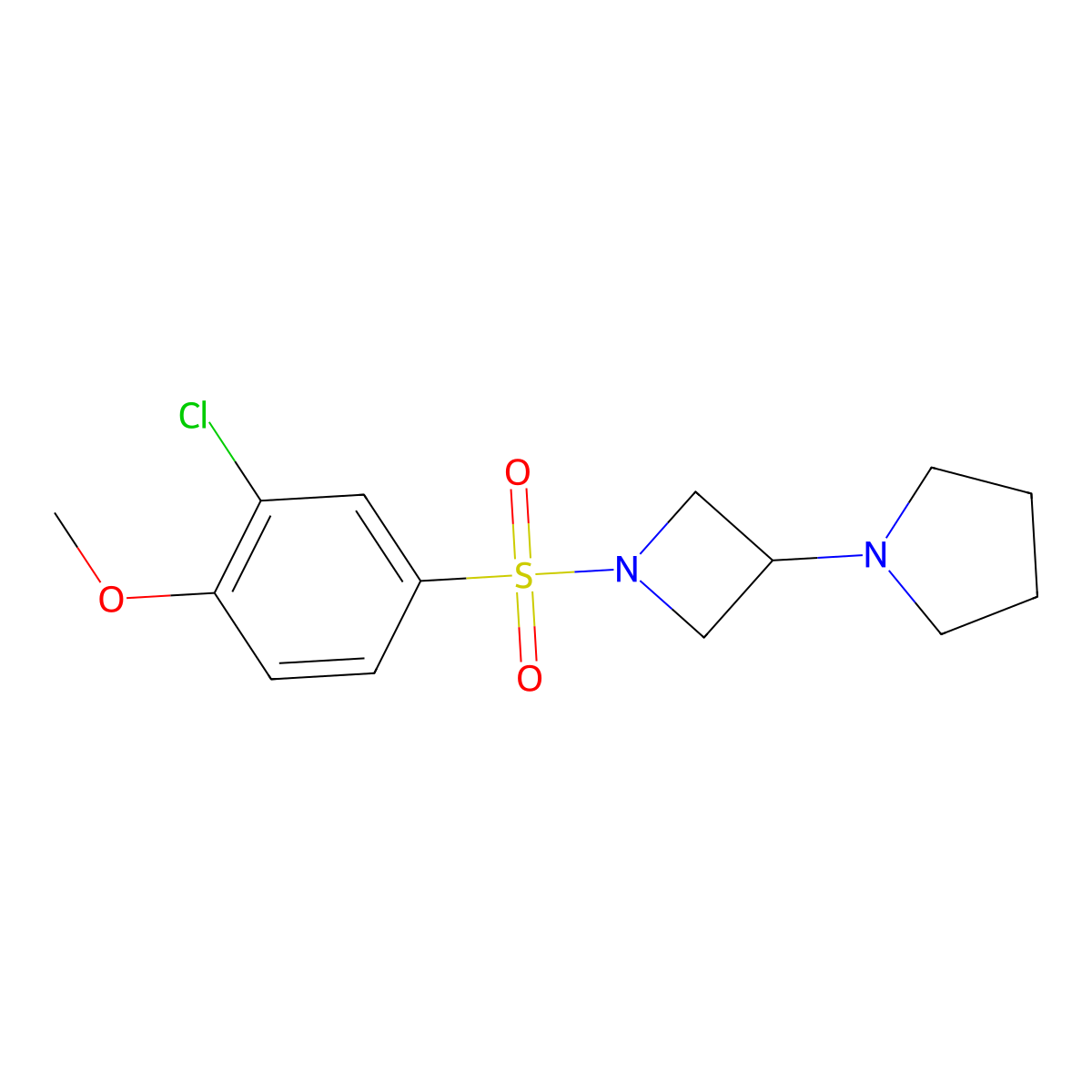 1-[1-(3-Chloro-4-methoxybenzenesulfonyl)azetidin-3-yl]pyrrolidine molecular structure, CAS 2309187-74-2