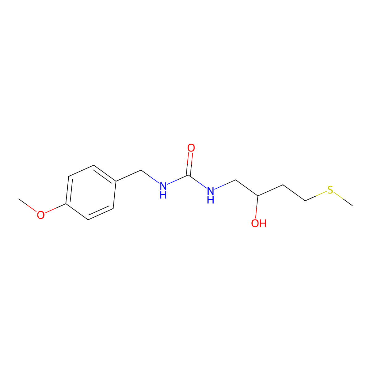 3-[2-Hydroxy-4-(methylsulfanyl)butyl]-1-[(4-methoxyphenyl)methyl]urea molecular structure, CAS 2309187-79-7