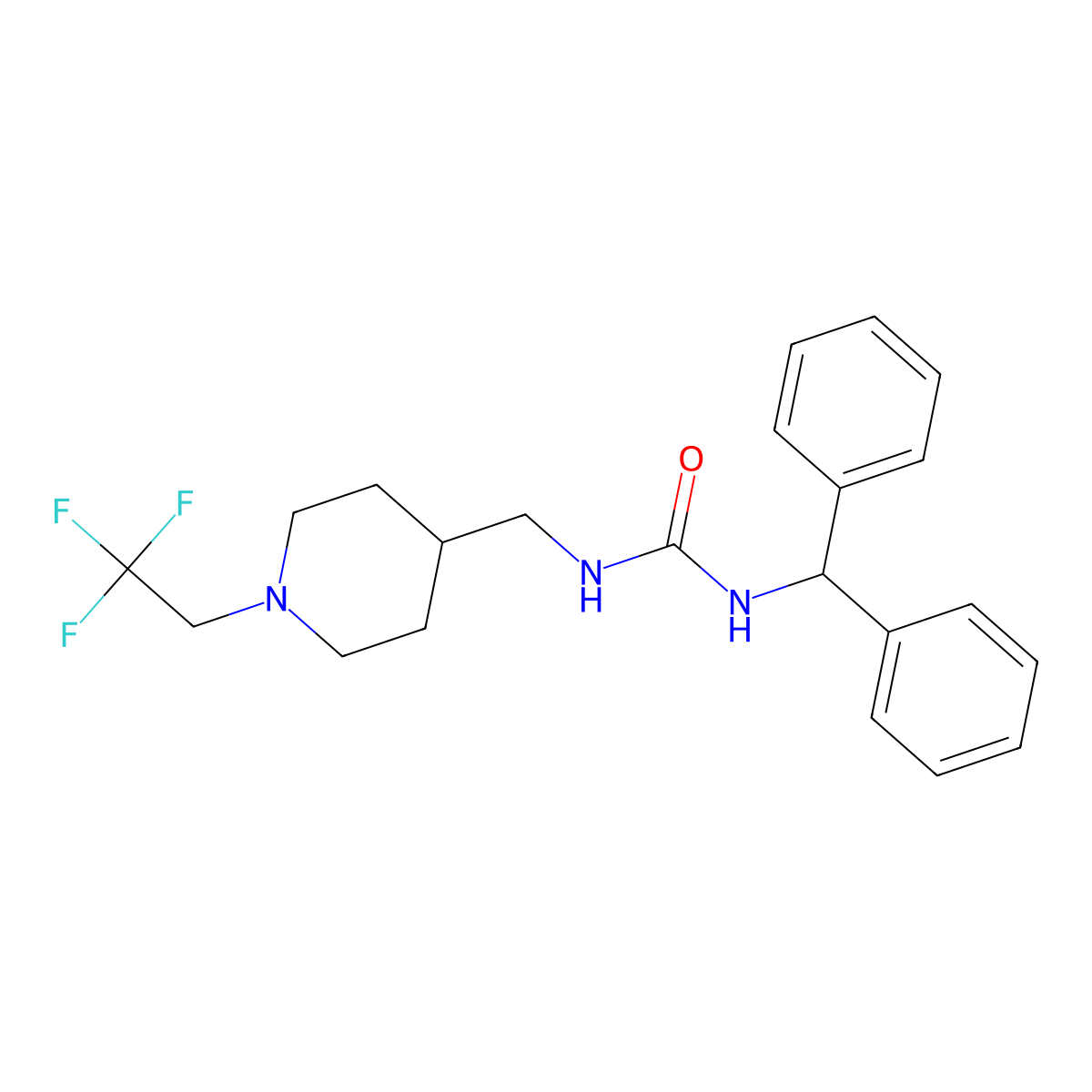 1-(Diphenylmethyl)-3-{[1-(2,2,2-trifluoroethyl)piperidin-4-yl]methyl}urea molecular structure, CAS 2309187-91-3
