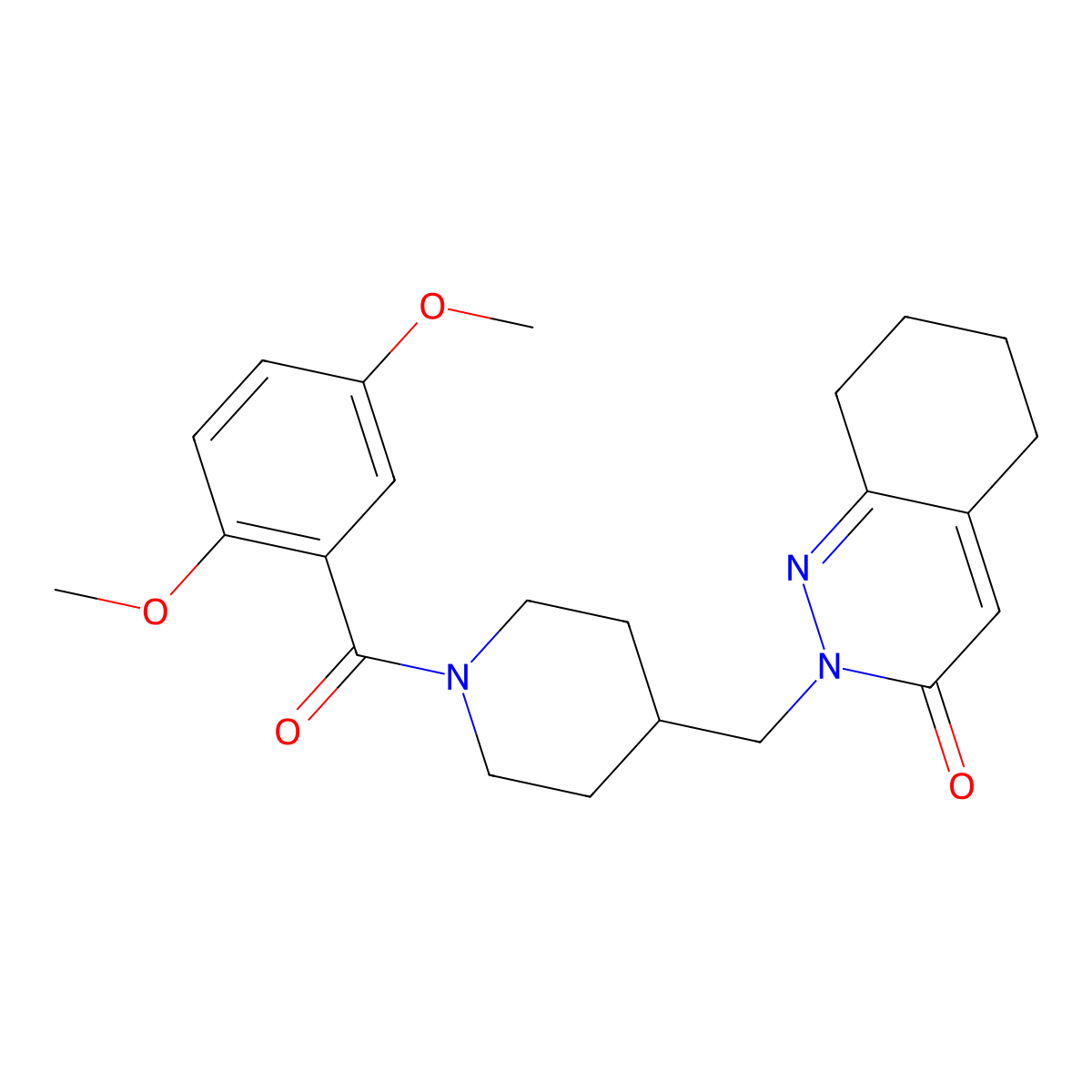 2-{[1-(2,5-Dimethoxybenzoyl)piperidin-4-yl]methyl}-2,3,5,6,7,8-hexahydrocinnolin-3-one molecular structure, CAS 2309188-00-7