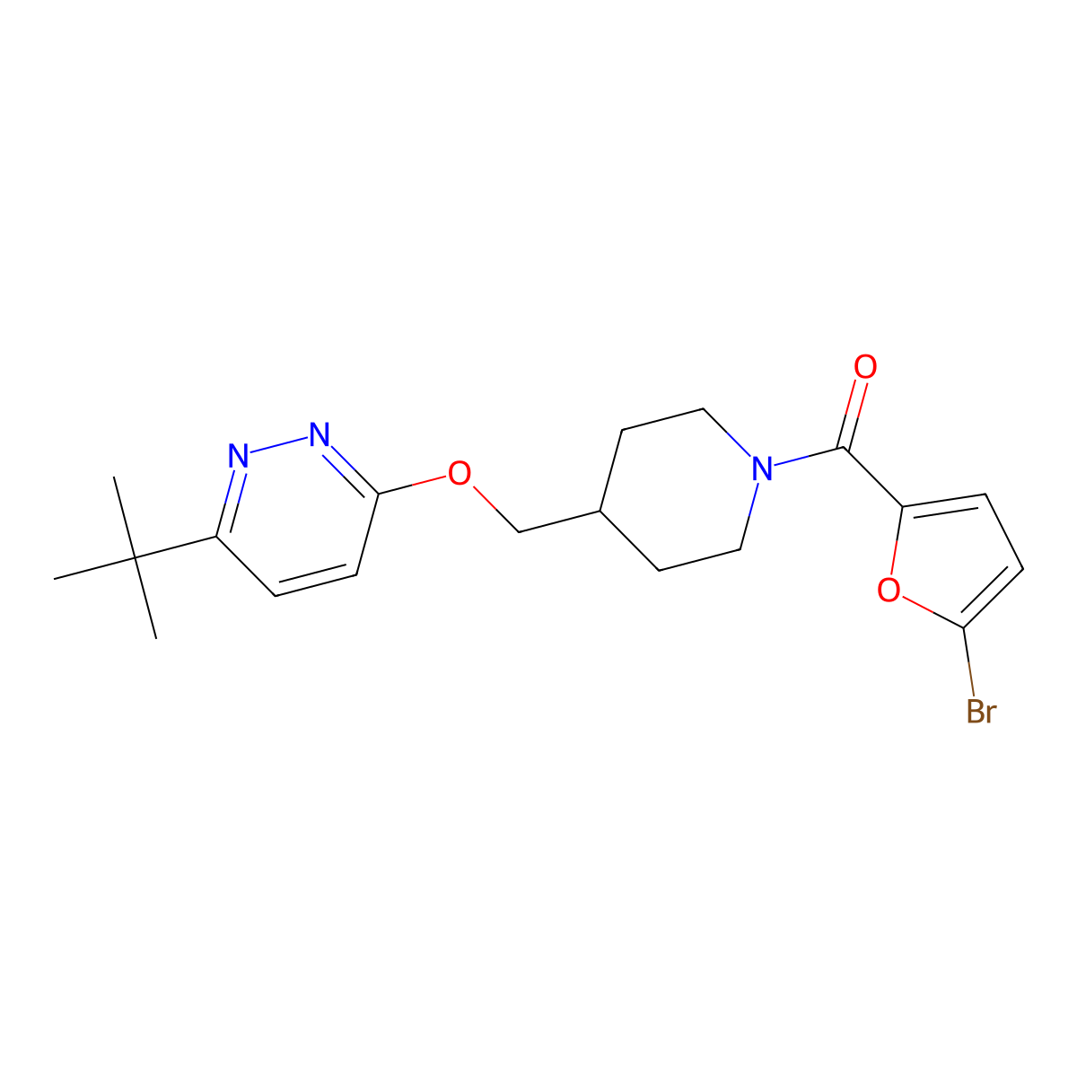 3-{[1-(5-Bromofuran-2-carbonyl)piperidin-4-yl]methoxy}-6-tert-butylpyridazine molecular structure, CAS 2309188-05-2